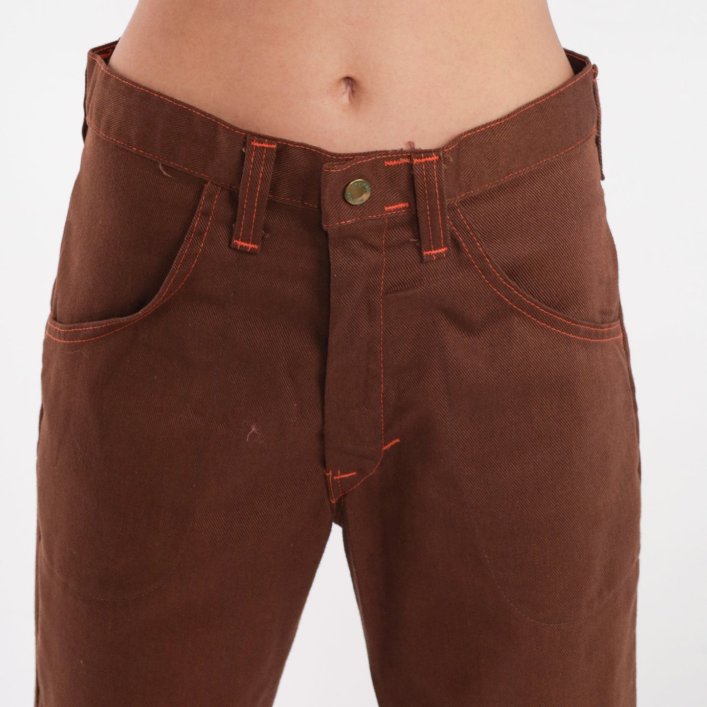 70s McJeans Brown Flared Trousers Mid Rise Bell Bottom Ankle Medium