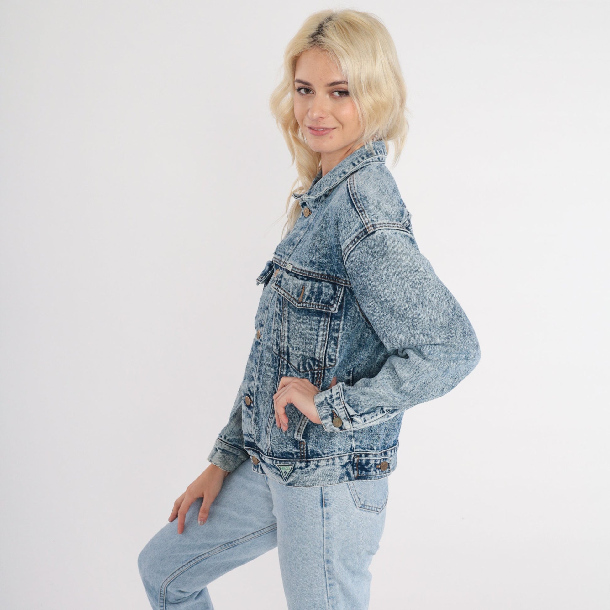 90s Guess Georges Marciano Acid Wash Denim Jacket Blue Large L