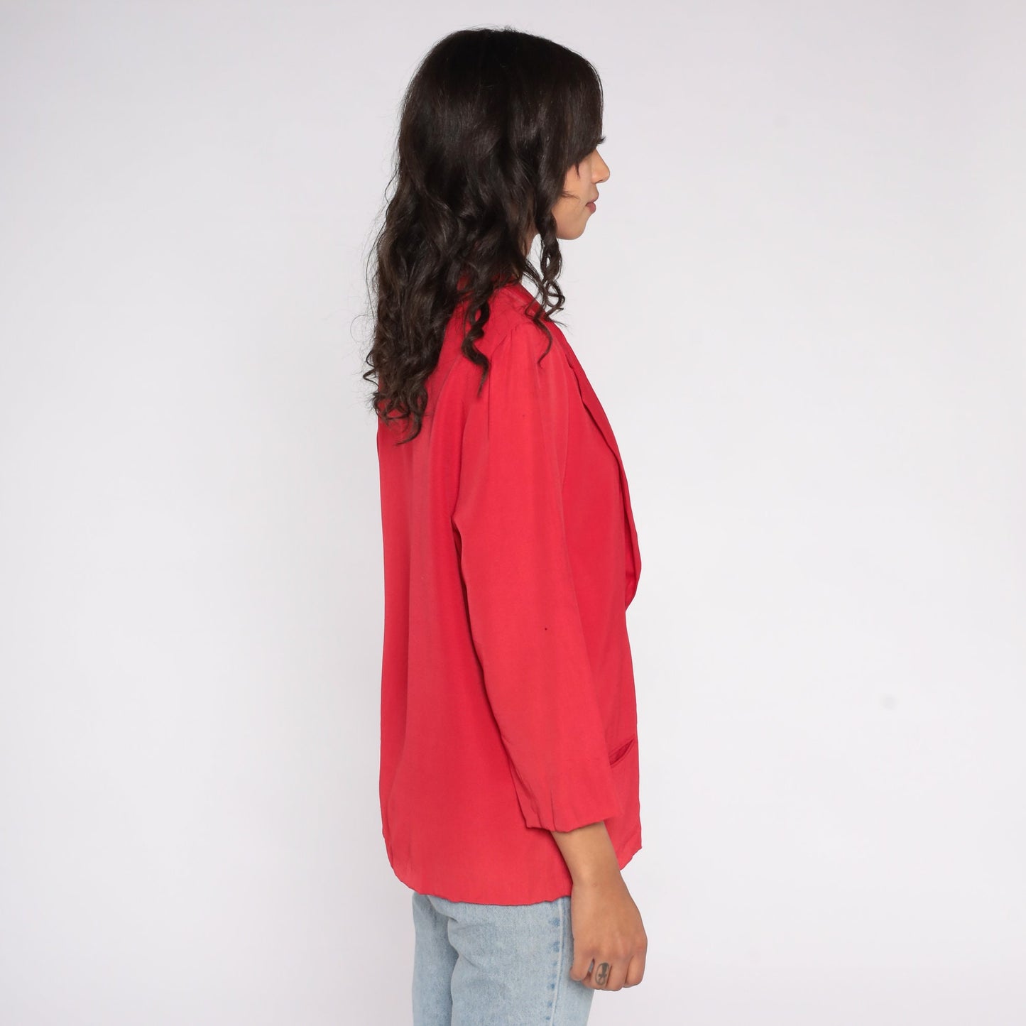 90s Casa Blanca Red Blazer Two Button Deep V Neckline Small 6