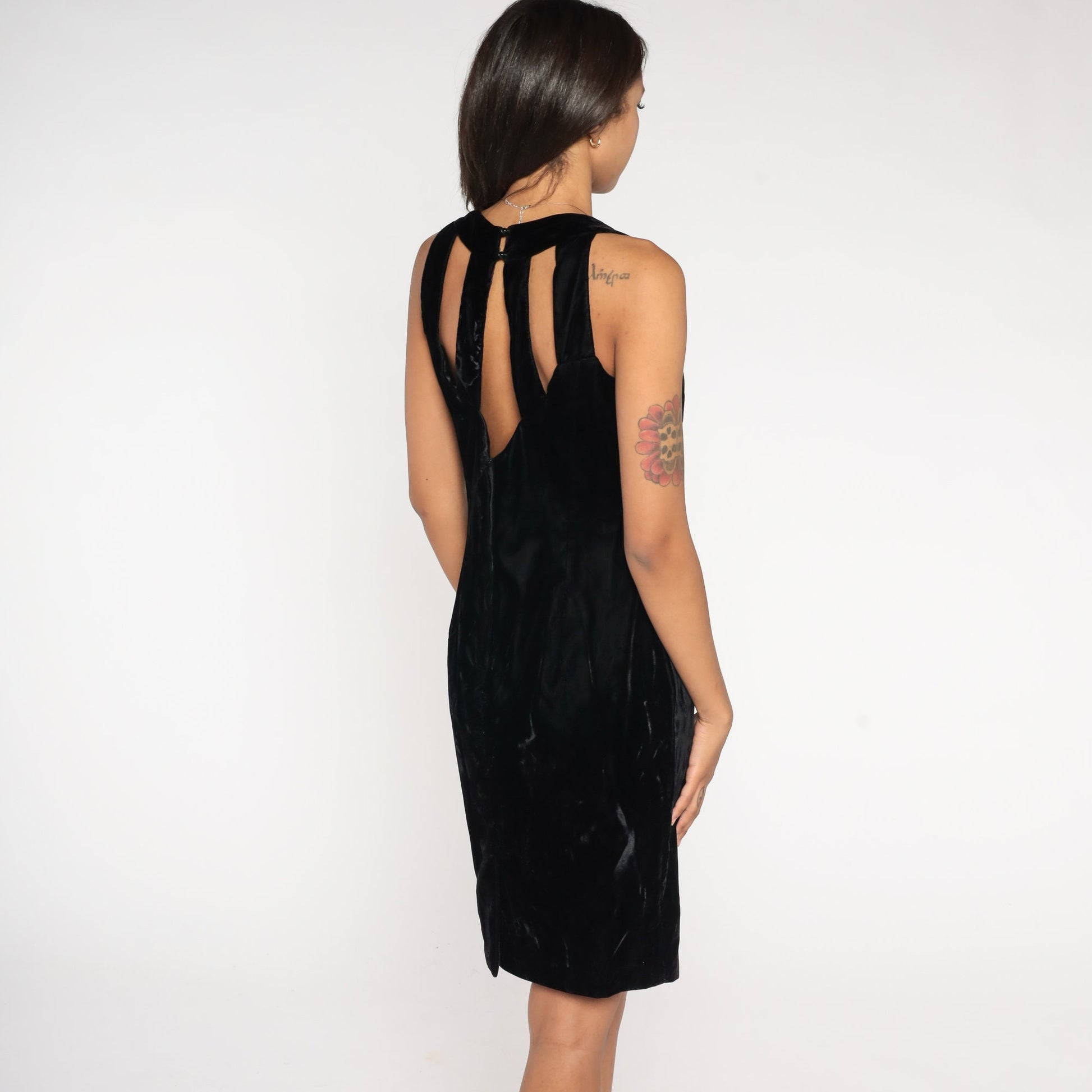 90s Jessica McClintock Black Velvet Mini Dress Beaded Sweetheart Neckline Medium
