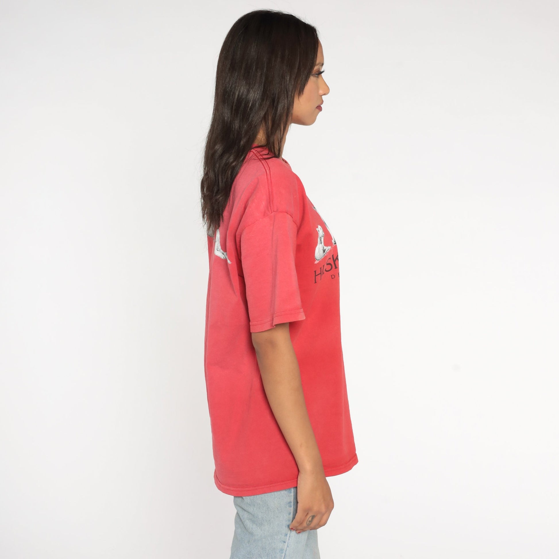 90s Husky Homestead Denali National Park Alaska Graphic Tee Red Large L