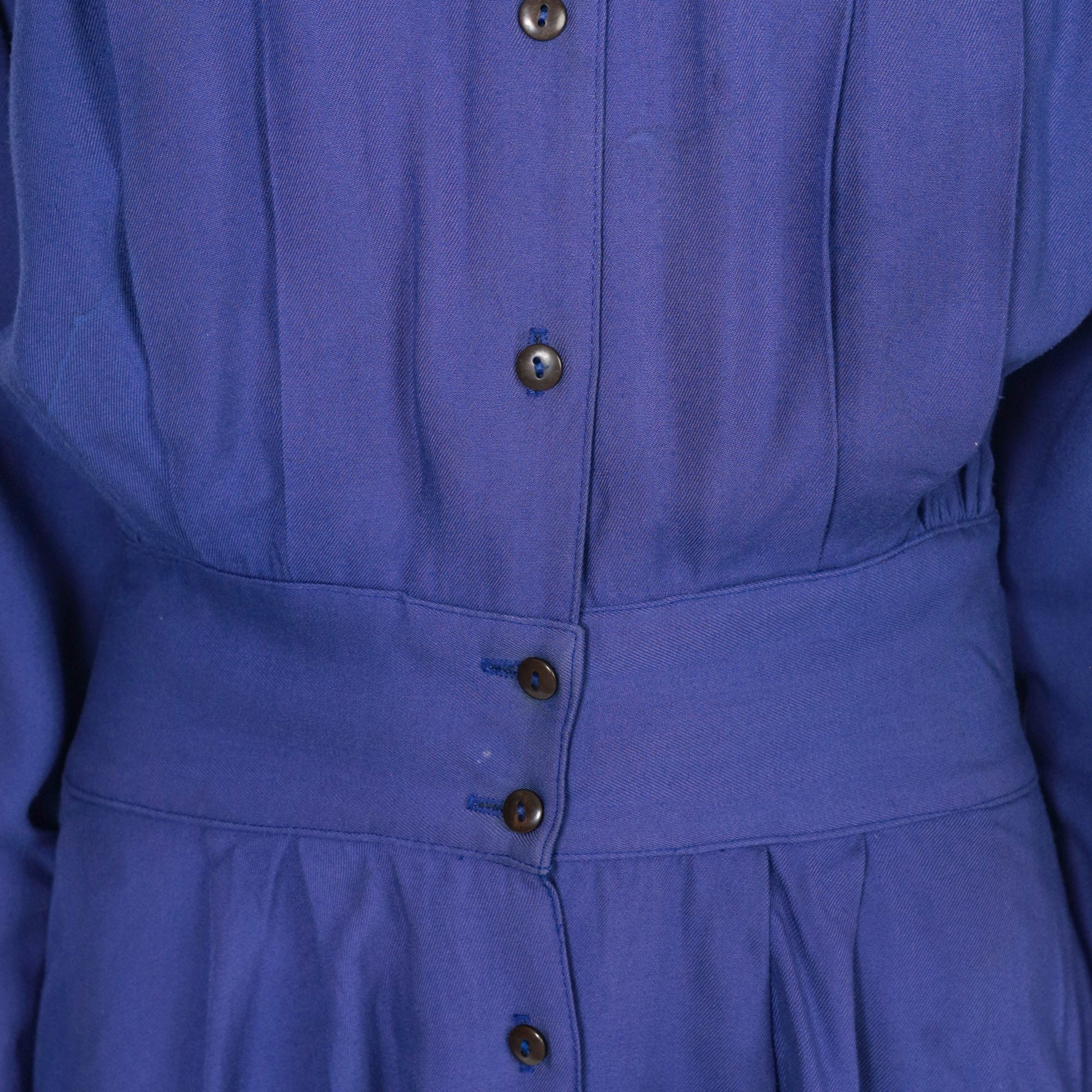 80s Moda International Purple Mini Dress Button-Up Collared High-Waisted Small