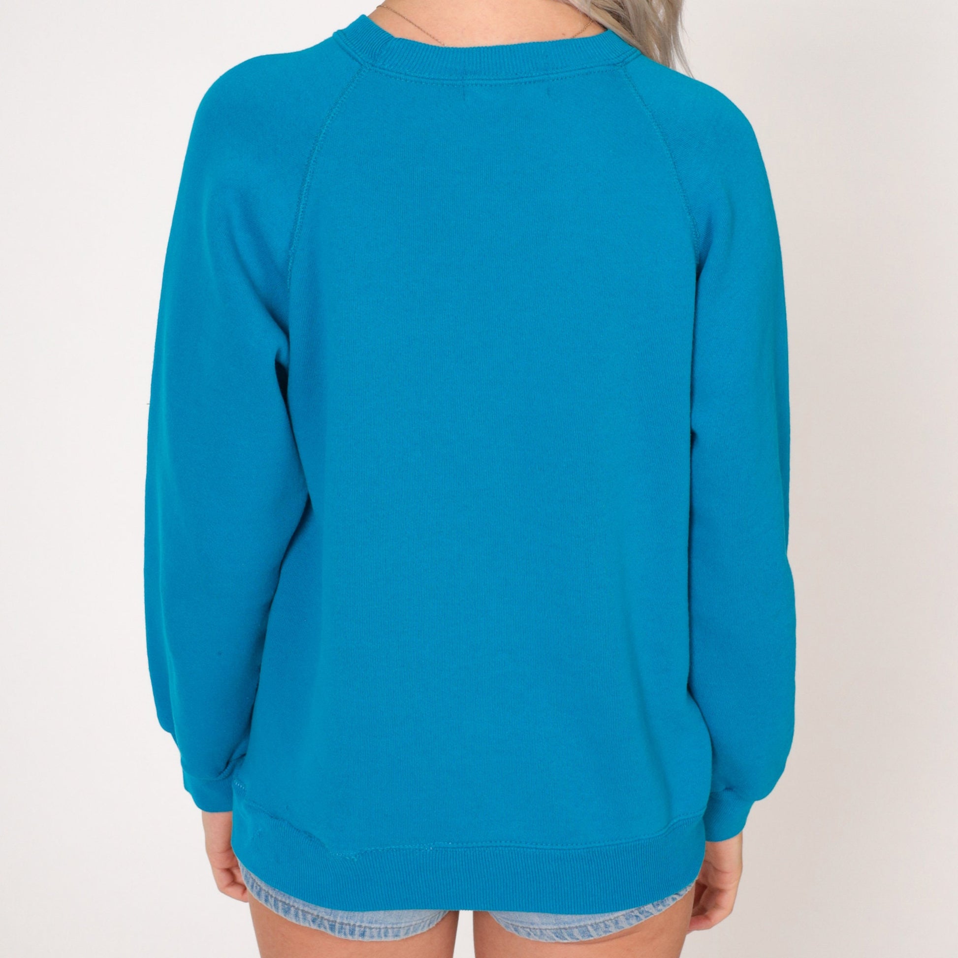 80s Gerald Winters Dear Sweatshirt Blue Deer Cardinal Graphic Raglan Medium
