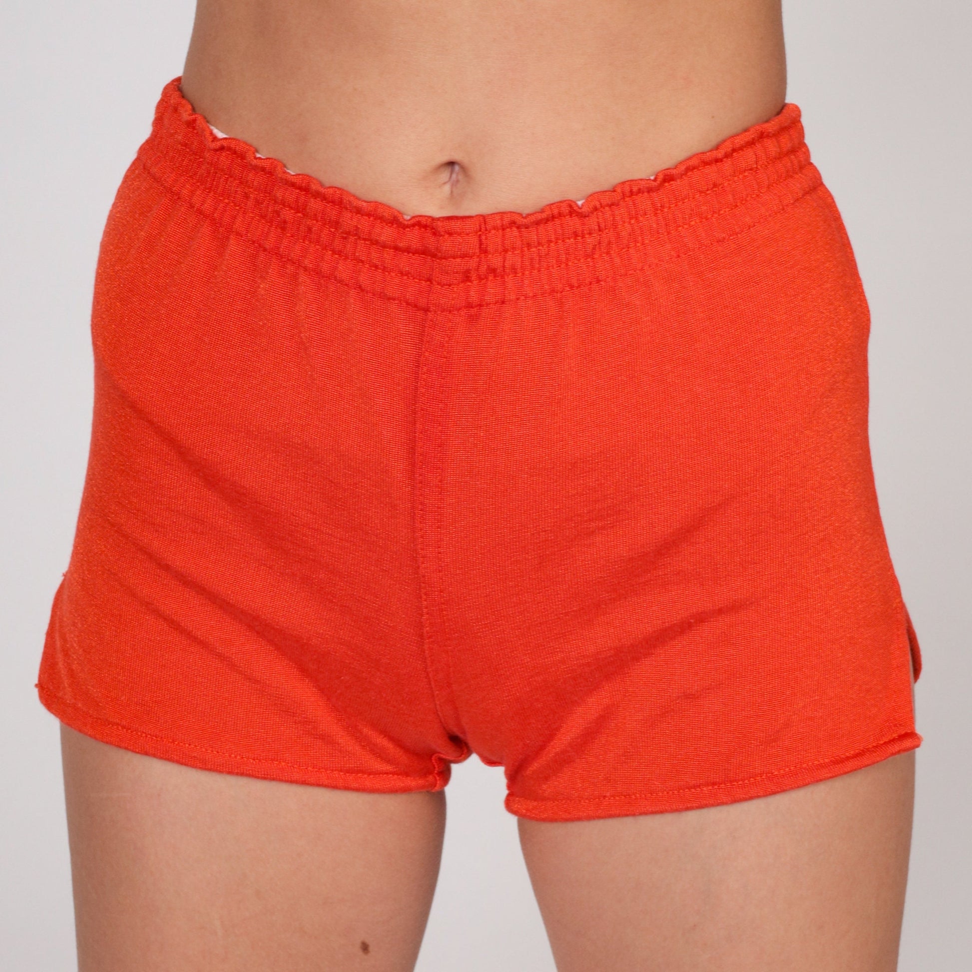 70s Orange Nylon Hotpants Side Slit Shorts Extra Small XS