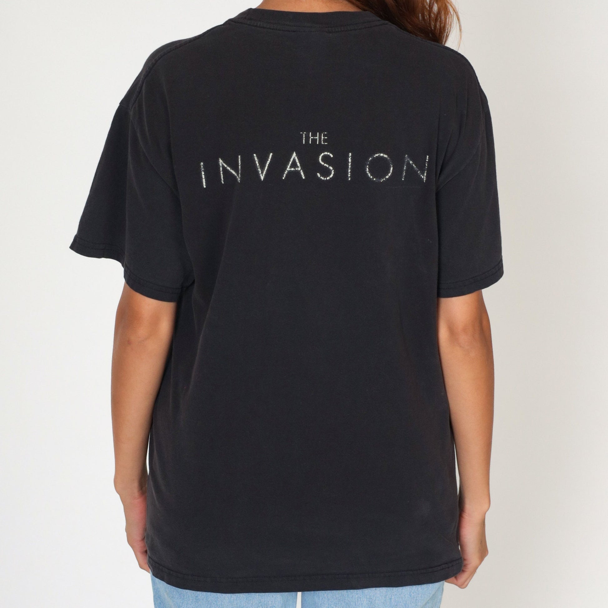 90s Don't Sleep The Invasion Graphic T-Shirt Black Cotton Medium M