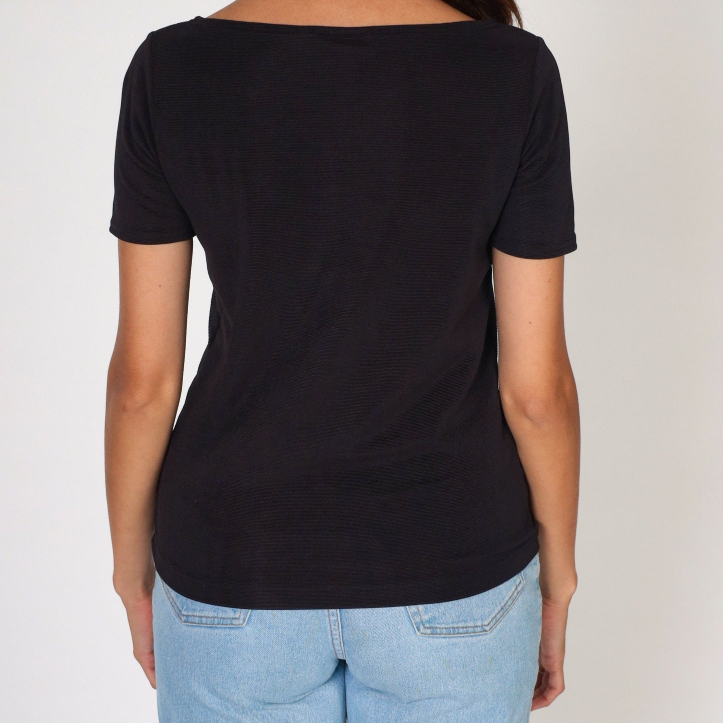 Y2K Black Fitted T-Shirt Stretchy Short Sleeve Tee Medium M