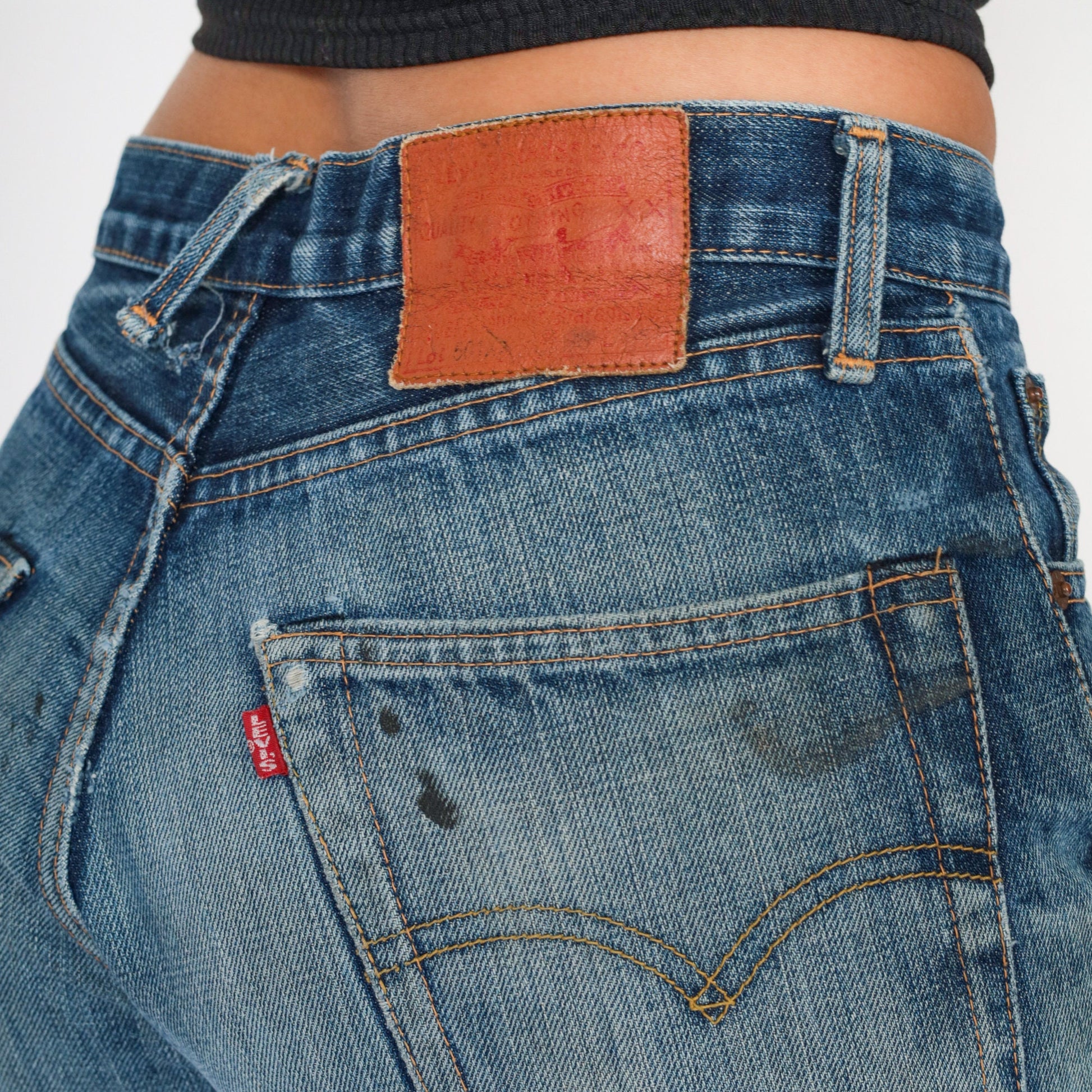 90s Levis Big E Selvedge Jeans Distressed Ripped Denim Men's 29/30