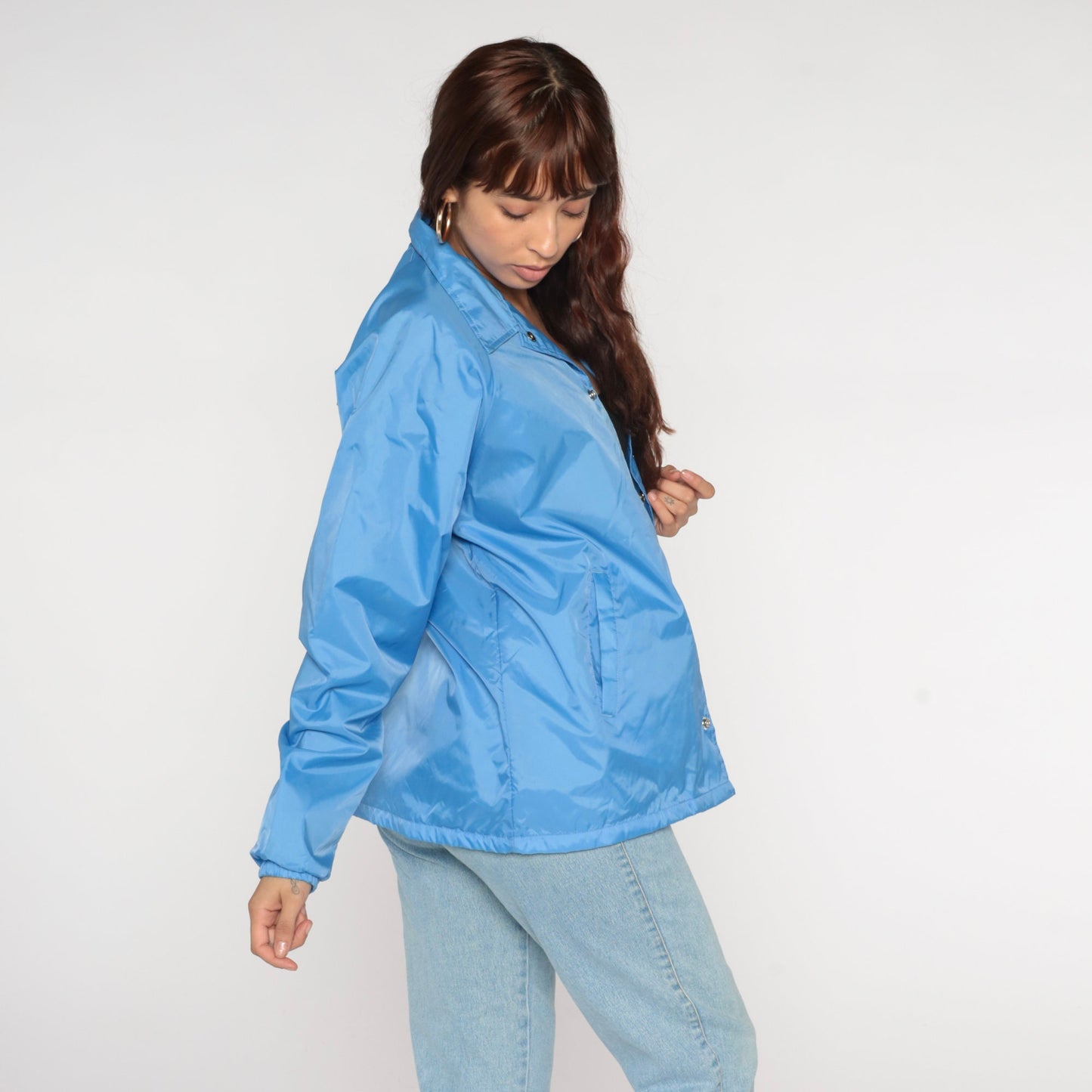 00s Tucson Meadows Blue Windbreaker Nylon Snap Jacket Men's Medium