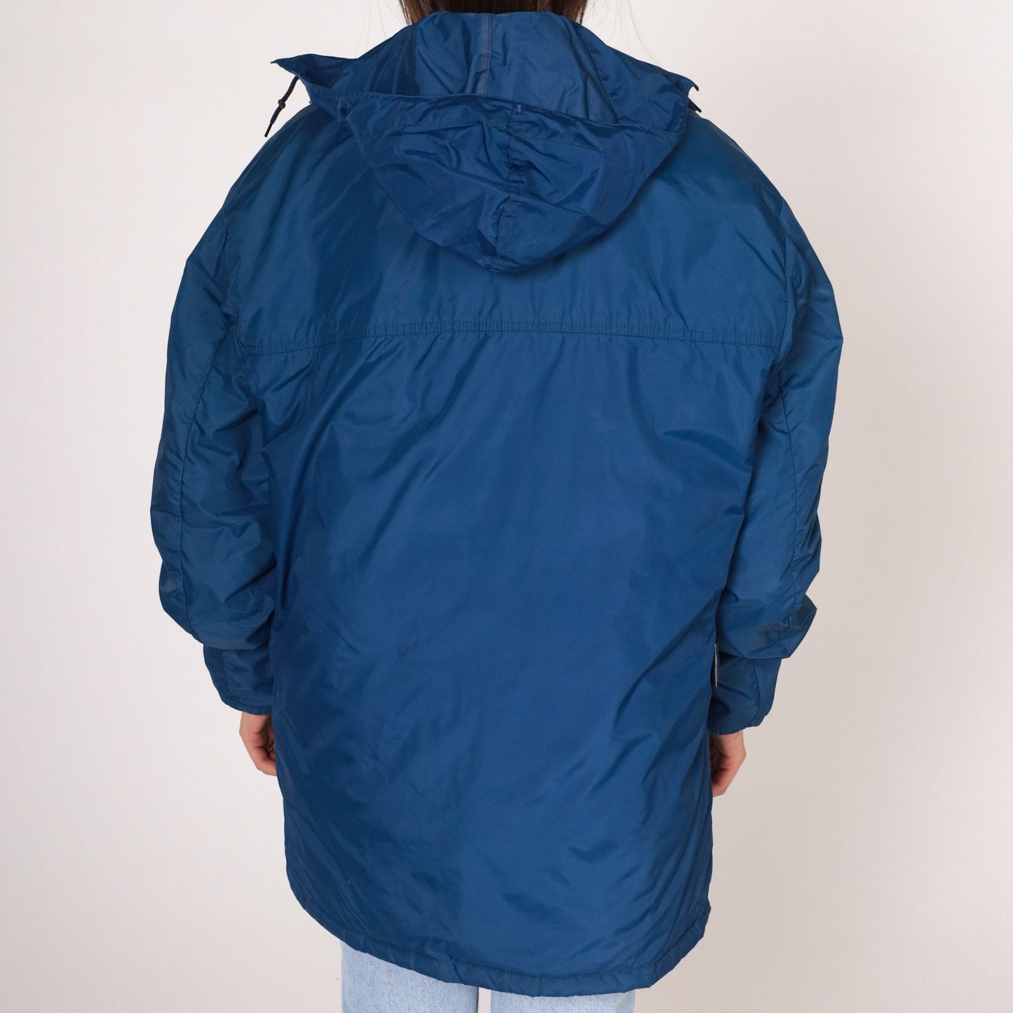 80s Tempco Blue Down Puffer Ski Jacket Hooded Zip Nylon Large L