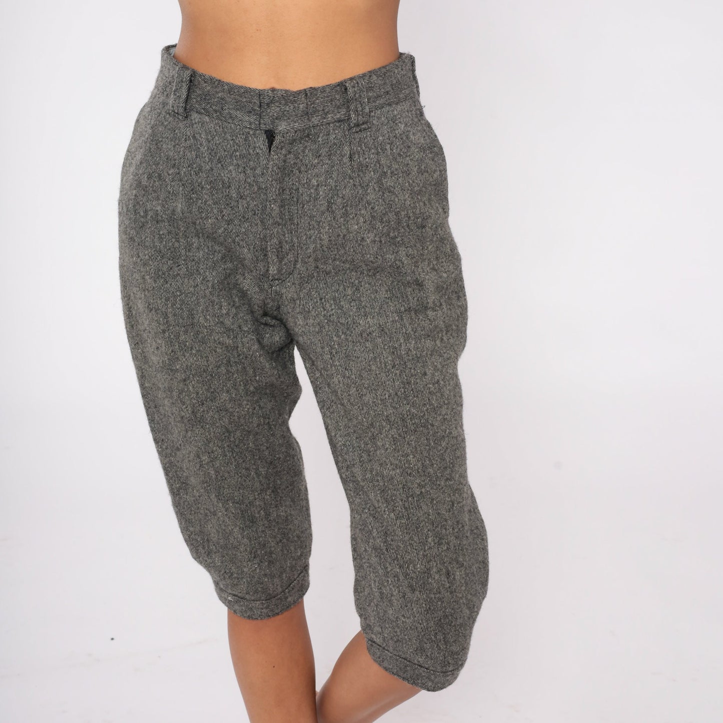 Woolrich 80s Grey Wool Blend High-Waisted Capri Pants Small S