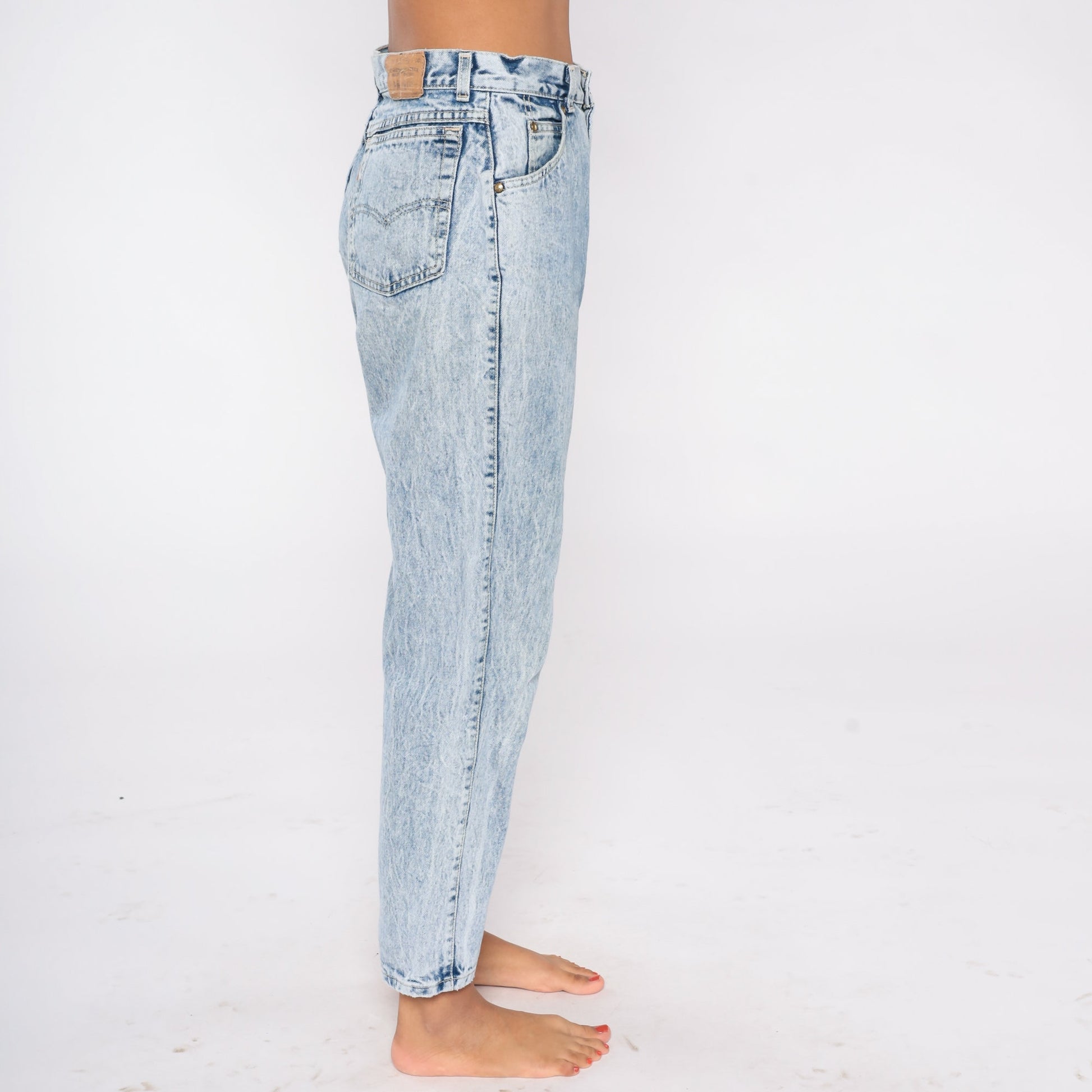90s Levi's 573 Acid Wash High Waisted Tapered Jeans Small