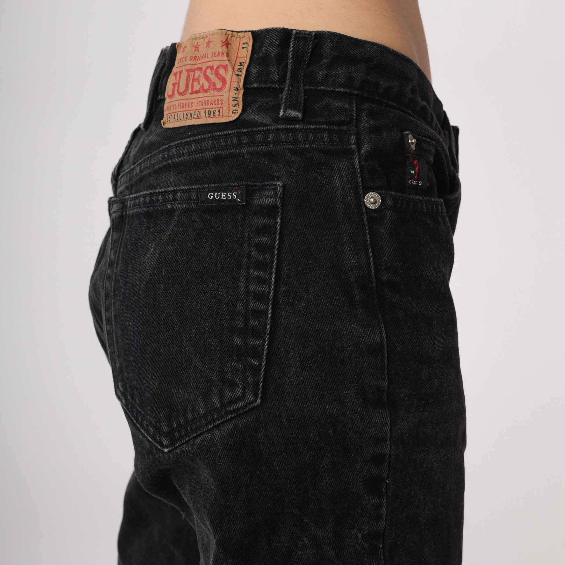 90s Guess Black Denim Boyfriend Jeans Mid Rise Cotton Medium 30