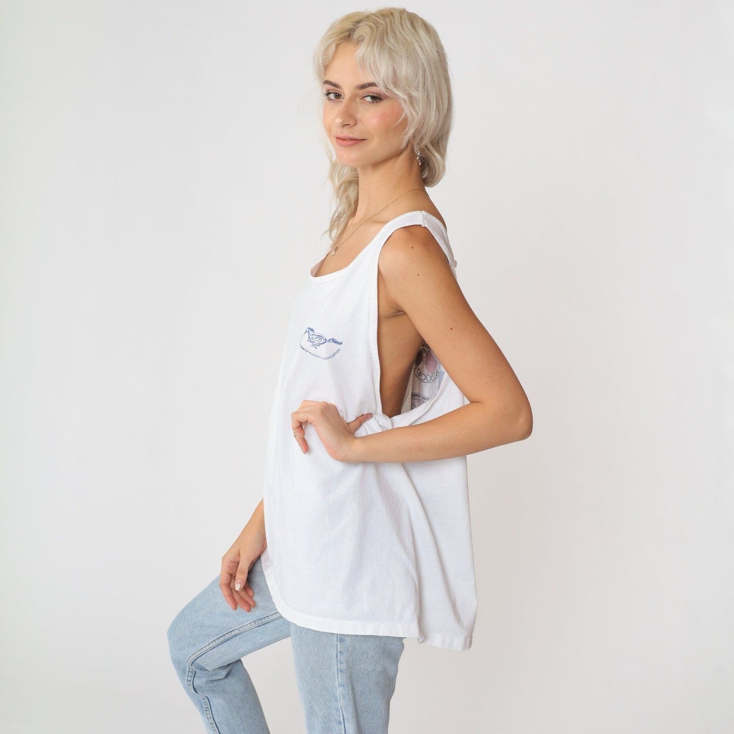 90s Saddleback Mustang Association Graphic Tank Top White Extra Large