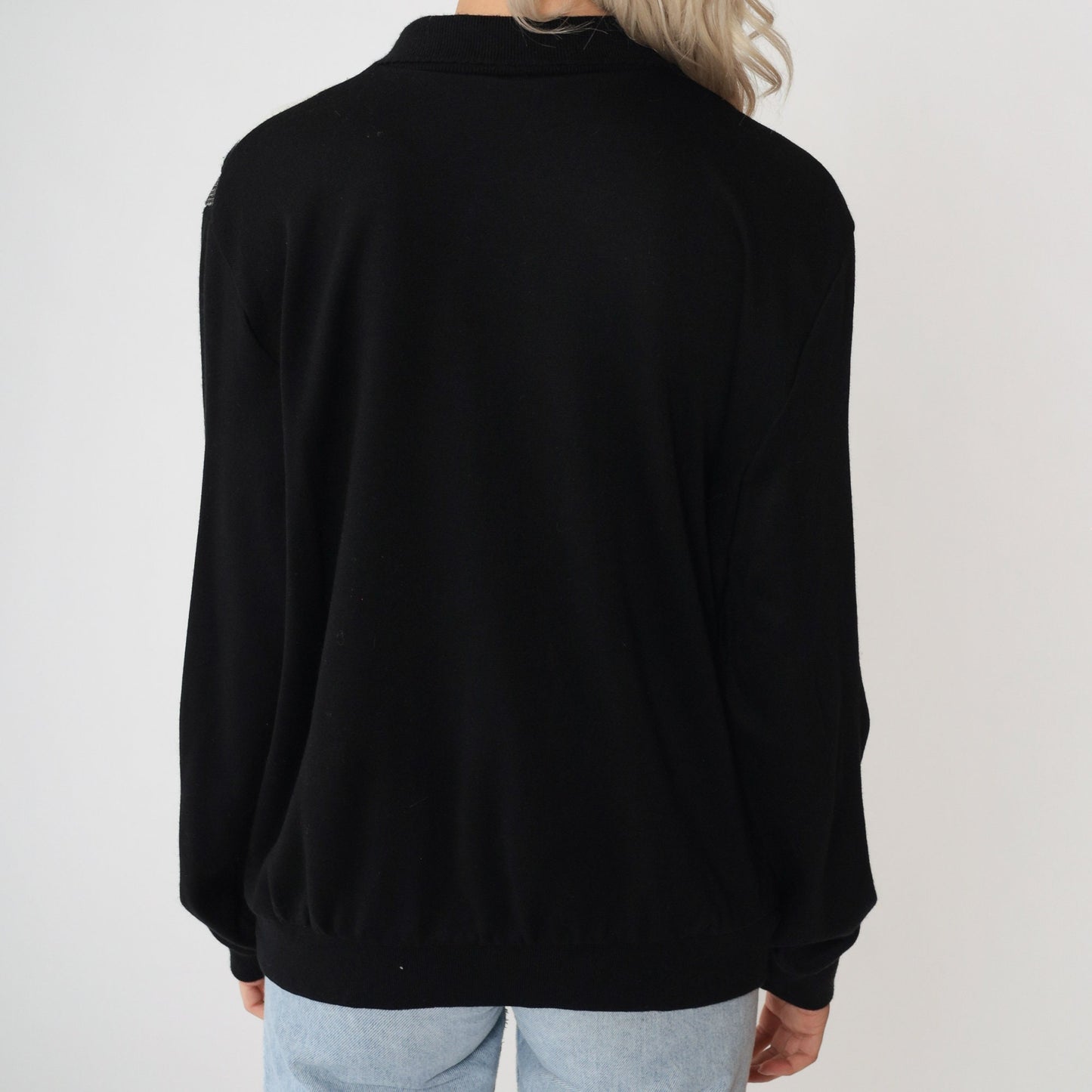 90s Alfred Dunner Colour Block Chevron Sweatshirt Black White Large L