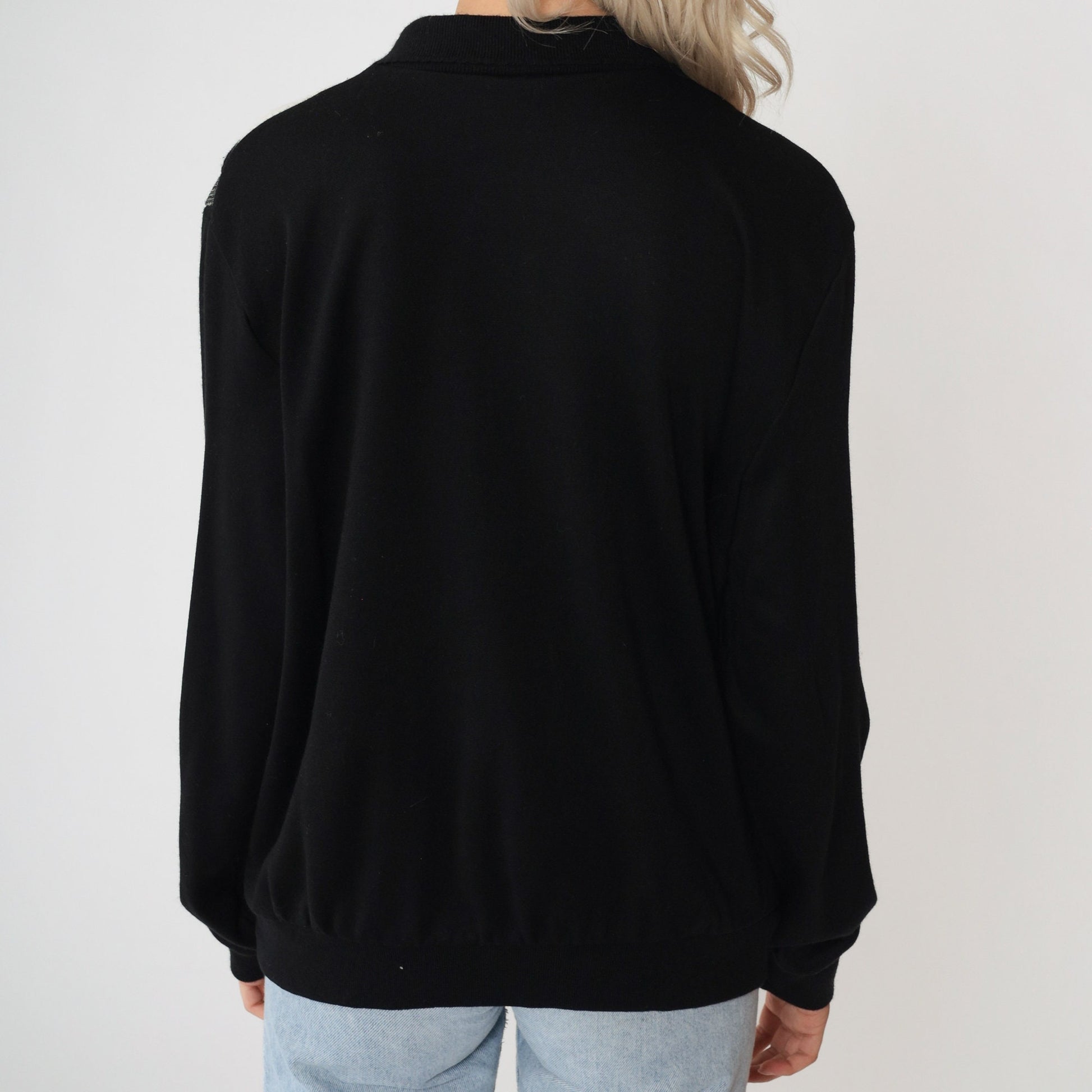 90s Alfred Dunner Colour Block Chevron Sweatshirt Black White Large L