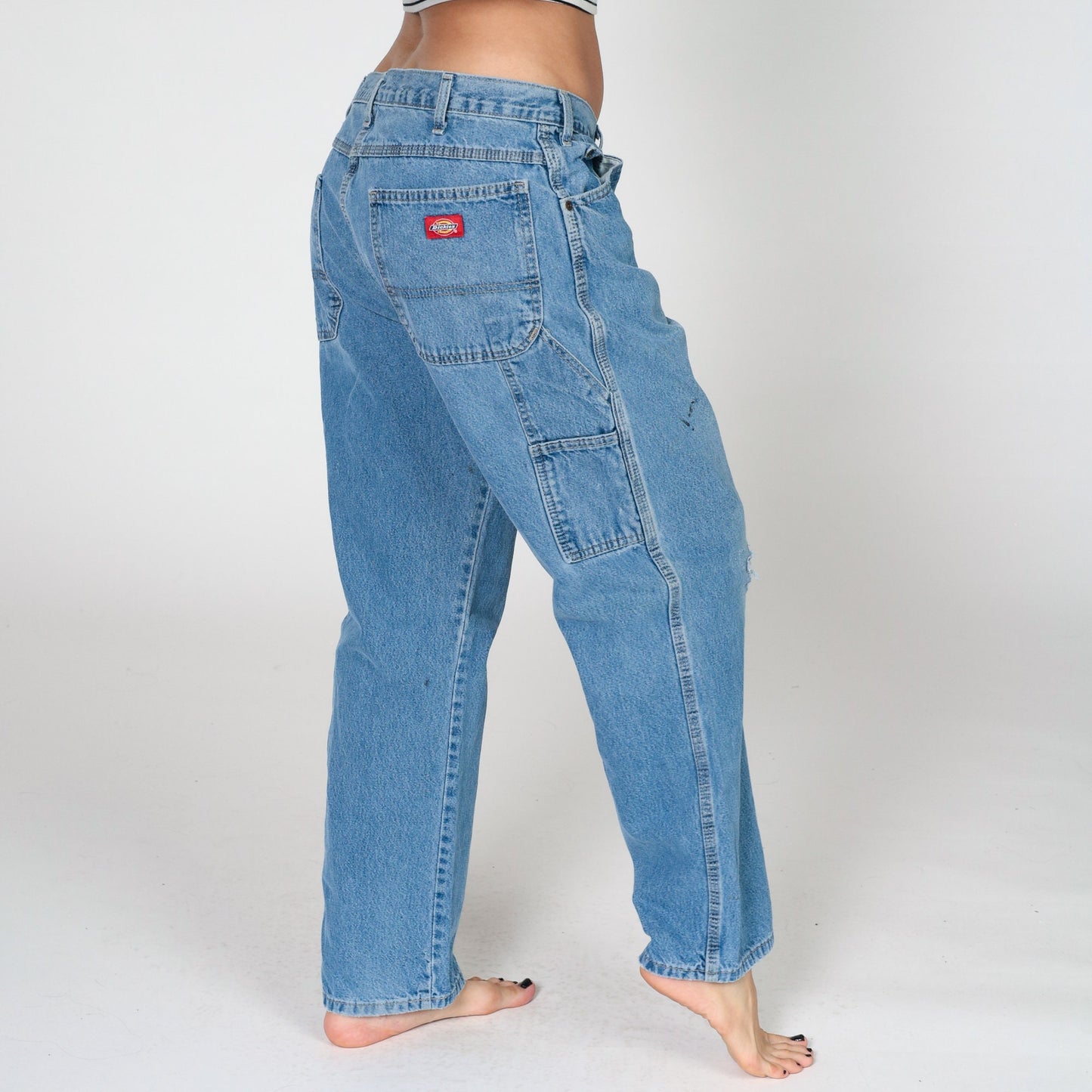 Dickies Carpenter Jeans 00s High Waisted Straight Leg Cargo Denim Blue 34x30