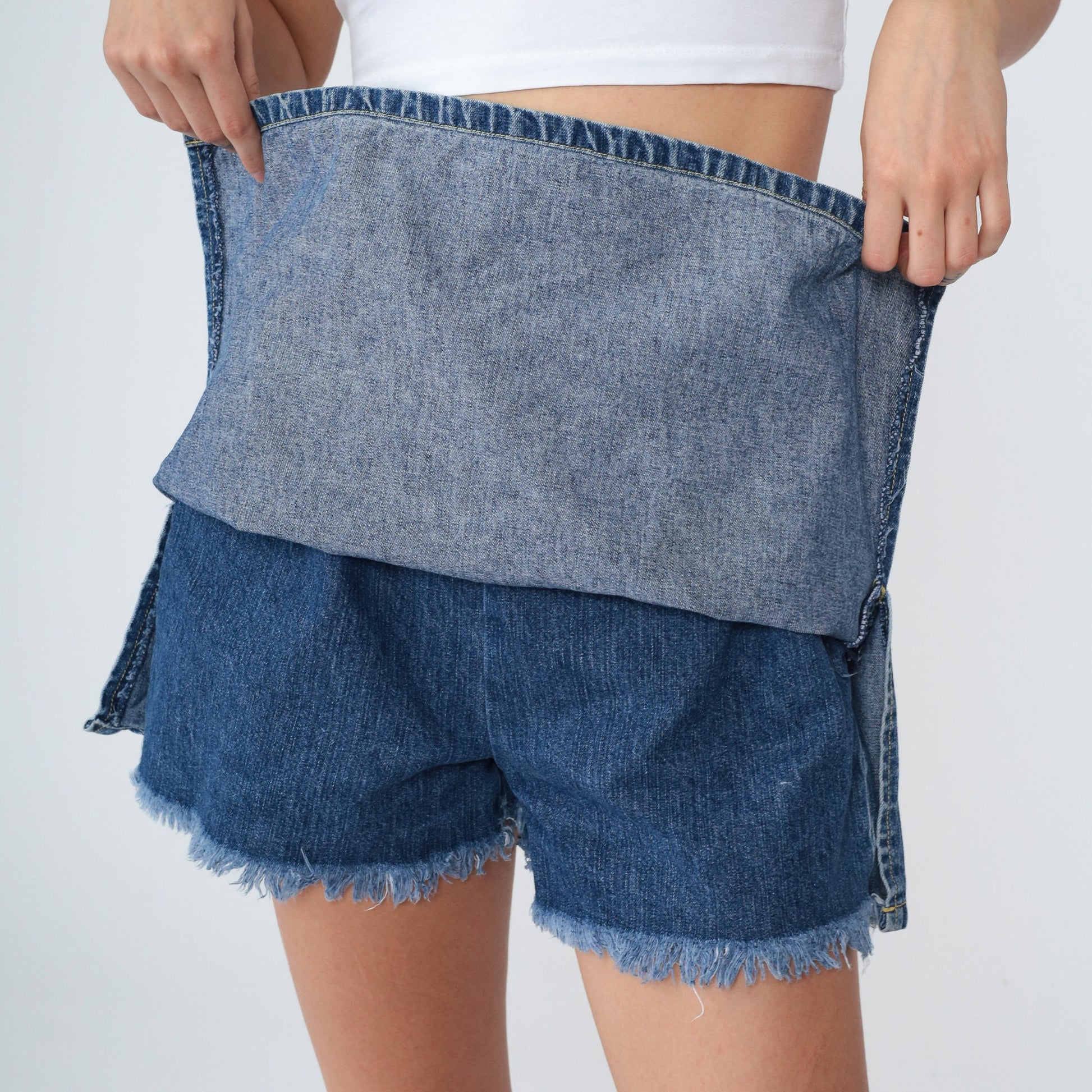 Tommy Hilfiger Y2K Denim Skort Blue Wrap Mini Embroidered Logo Medium