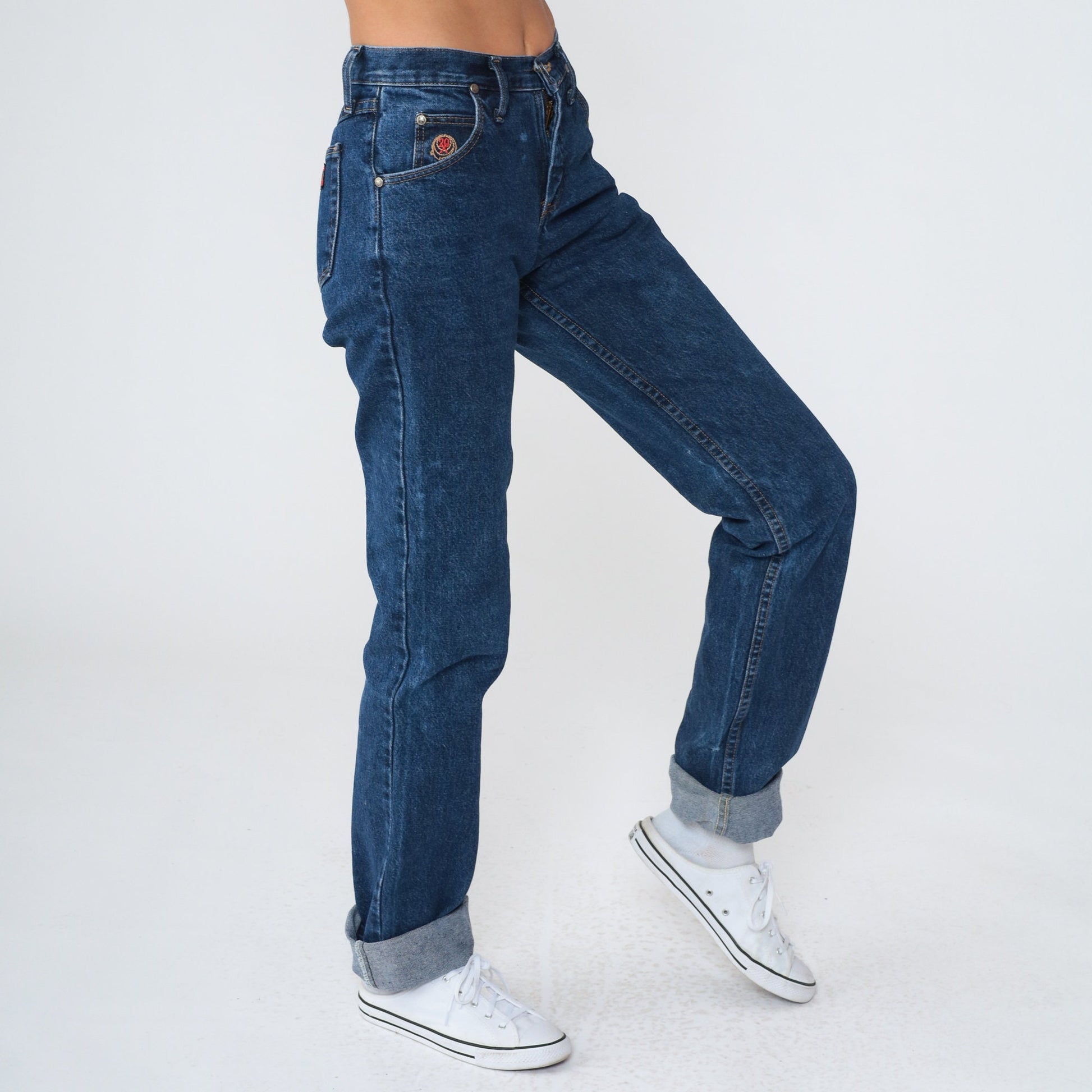 00s Twenty X Dark Wash Jeans Low Rise Straight Leg Distressed Extra Small