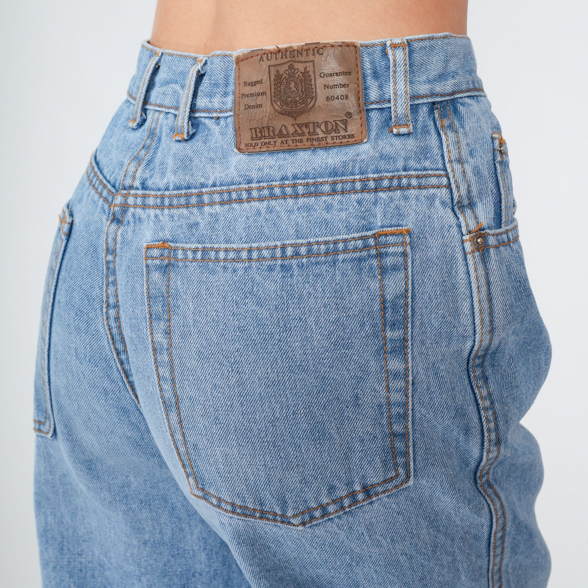 90s High Waisted Tapered Jeans Blue Denim Ankle Slit Medium M