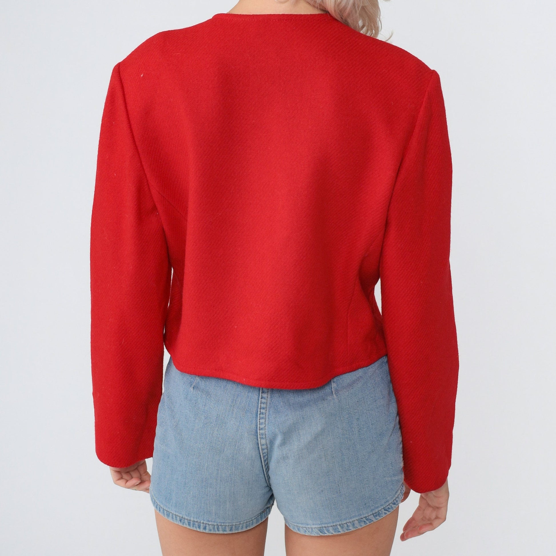 80s Pendleton Virgin Wool Blazer Red Cropped Button-Up Medium