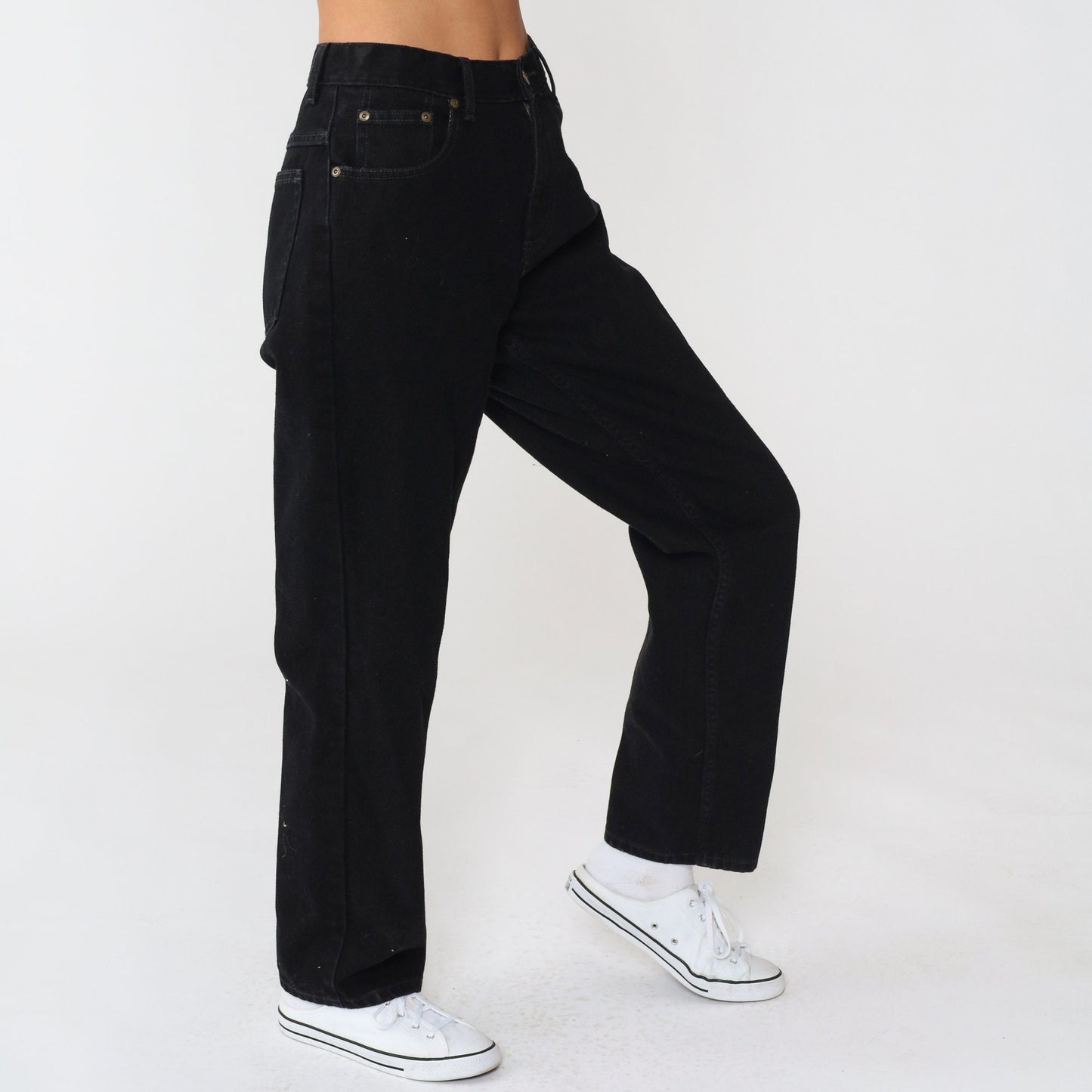 90s LL Bean Black High-Waist Jeans Relaxed Fit Cotton Small 6