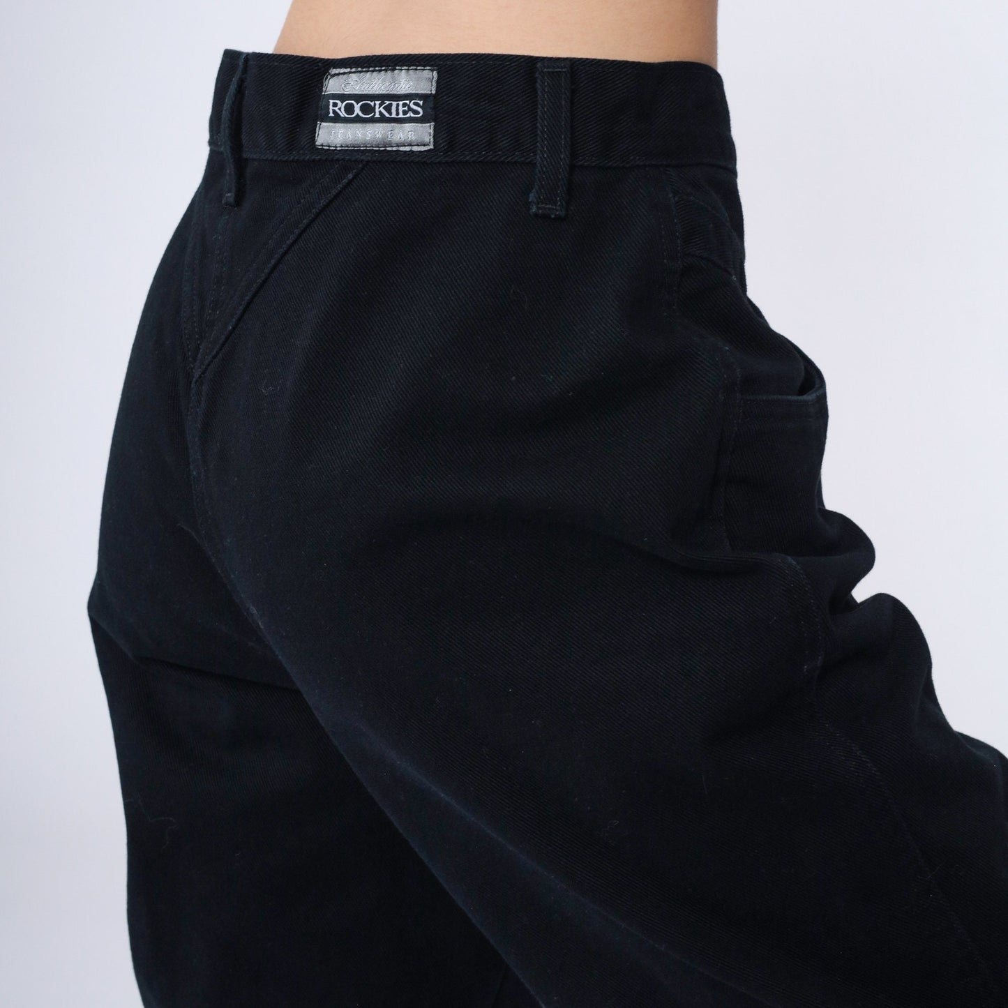 90s Rockies Black Denim High Waisted Tapered Jeans Yoke 29 Long