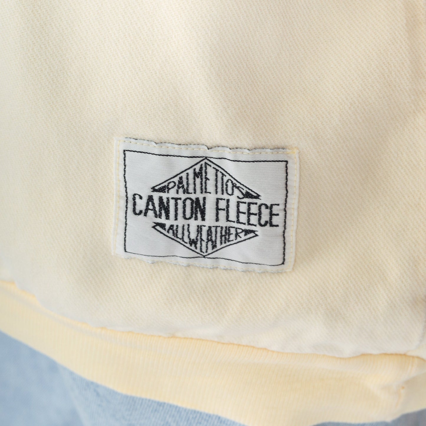 90s Palmetto Canton Fleece Collared Sweatshirt Cream Yellow Raglan Large