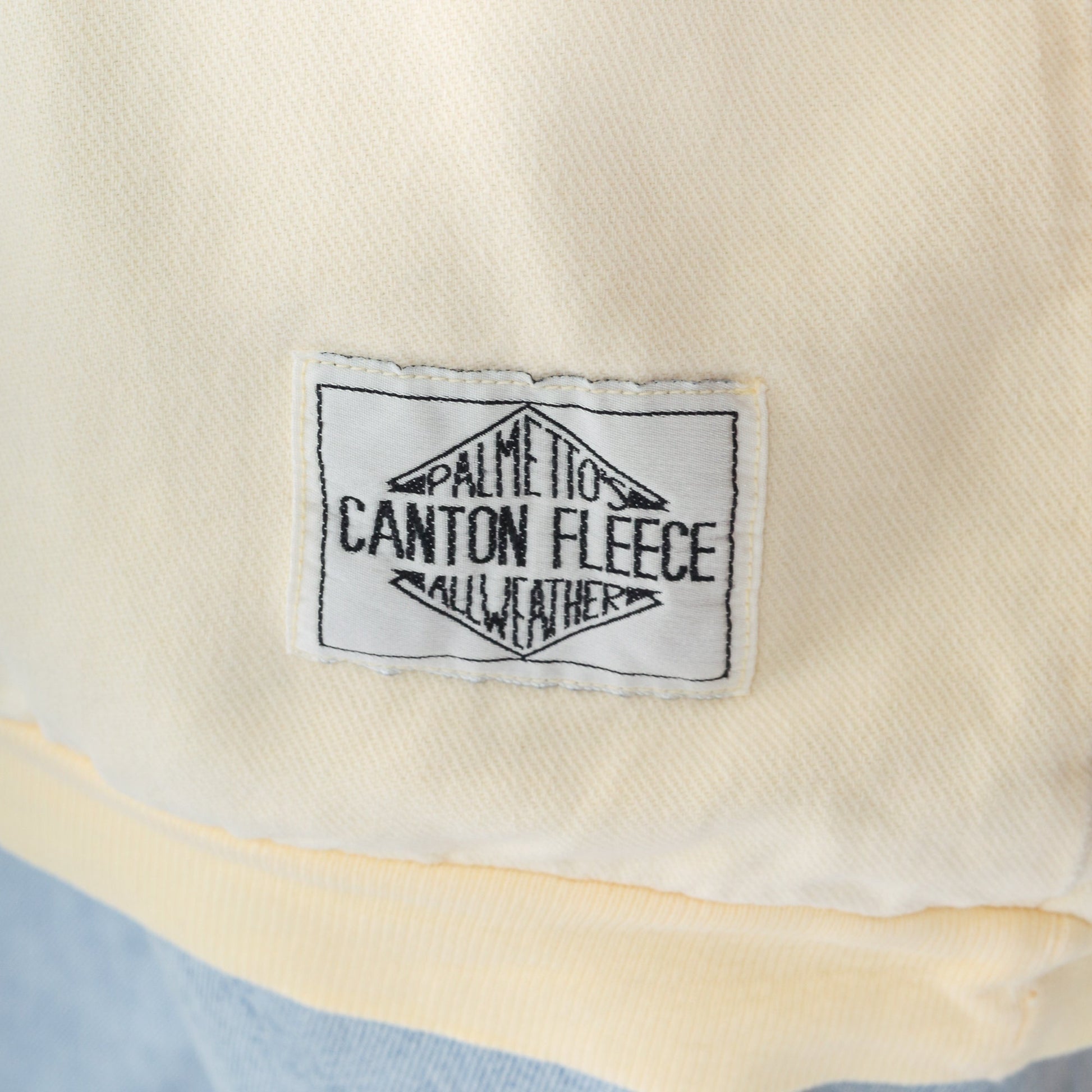 90s Palmetto Canton Fleece Collared Sweatshirt Cream Yellow Raglan Large