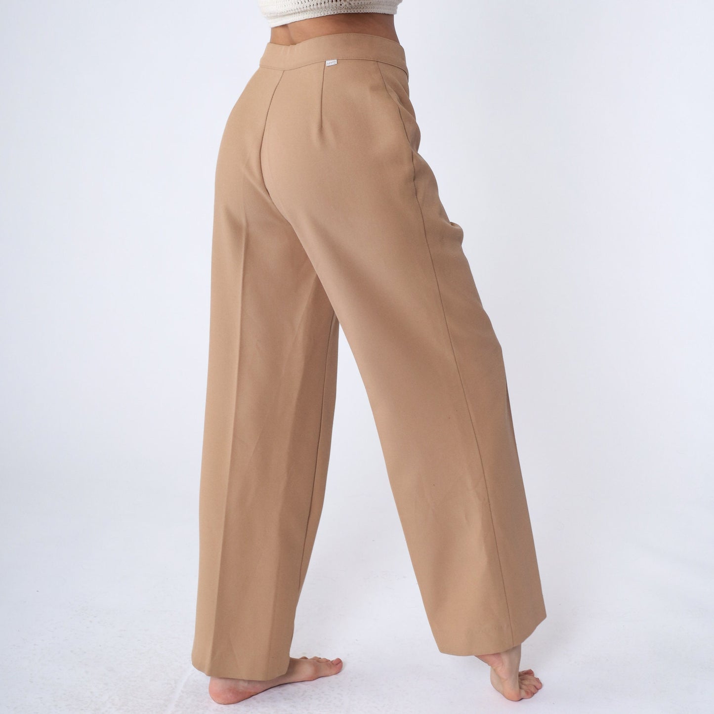 70s Levi's Tan High-Waist Wide-Leg Trousers Straight Leg Medium 30