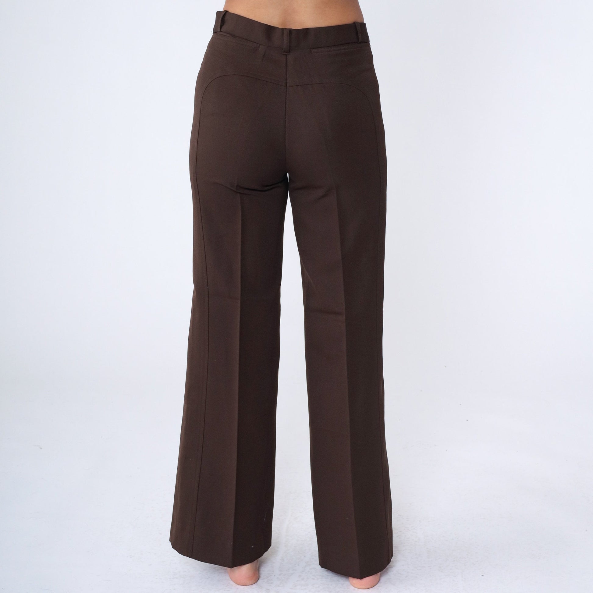 70s Zeppelin Brown Bell Bottom Trousers High Waist Flared Small