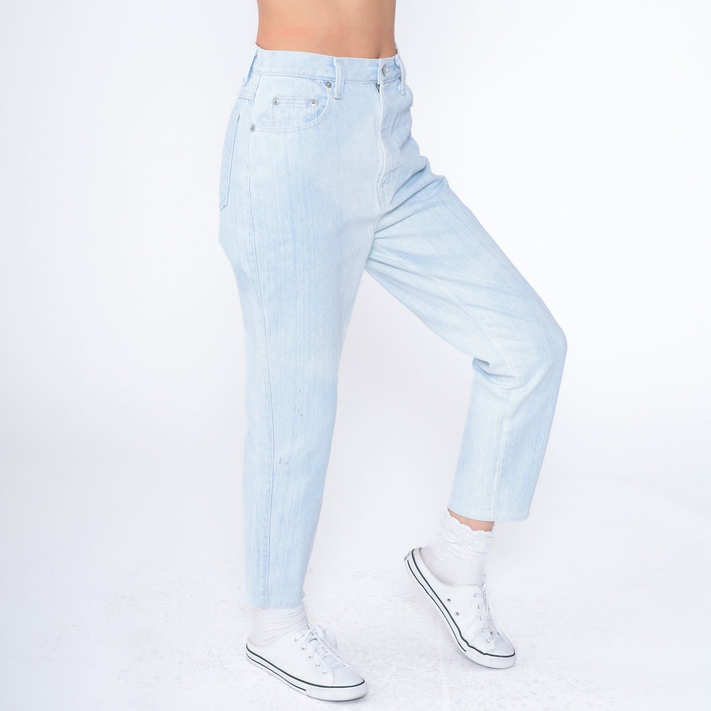 90s Sasson Light Wash High Waist Tapered Ankle Jeans Blue Denim Small