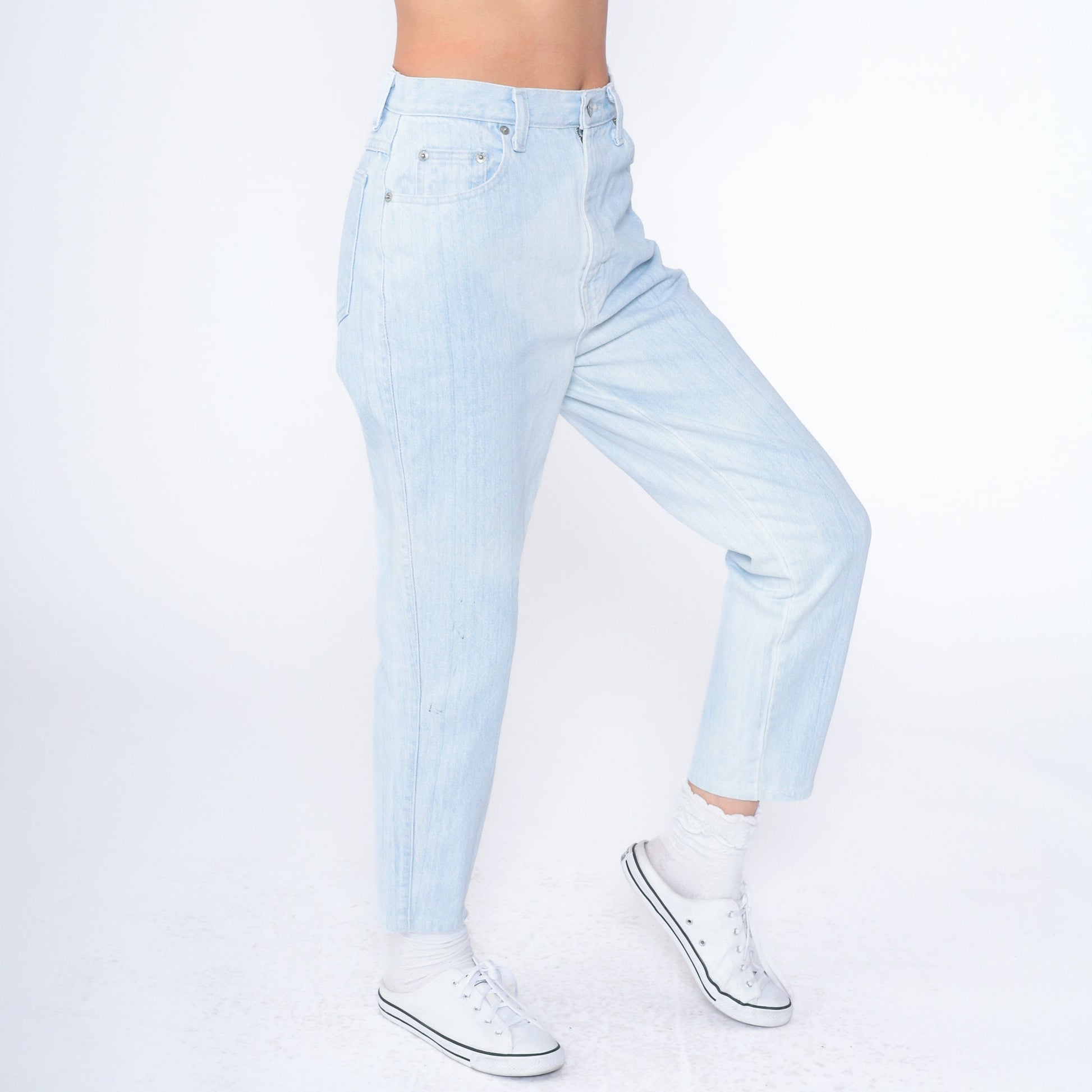 90s Sasson Light Wash High Waist Tapered Ankle Jeans Blue Denim Small