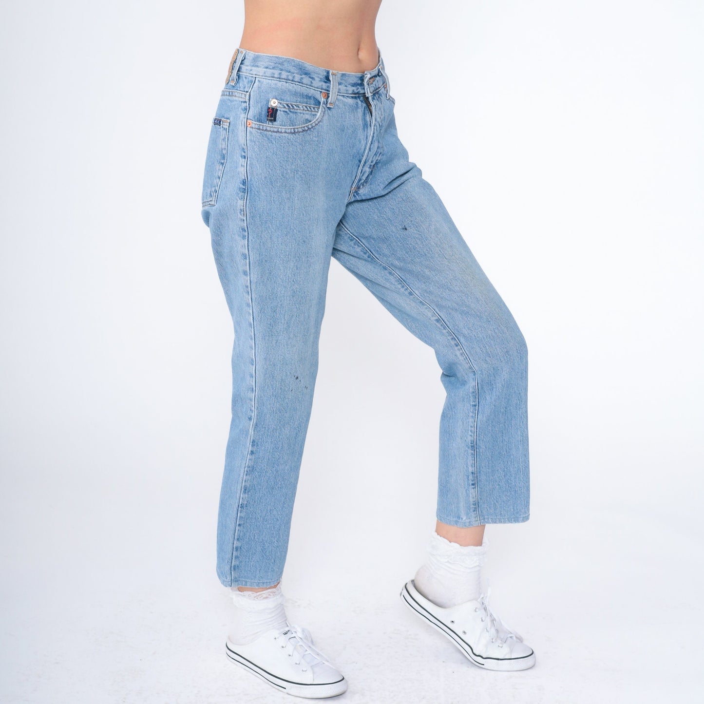 90s Guess Mid Rise Straight Crop Jeans Blue Denim Medium