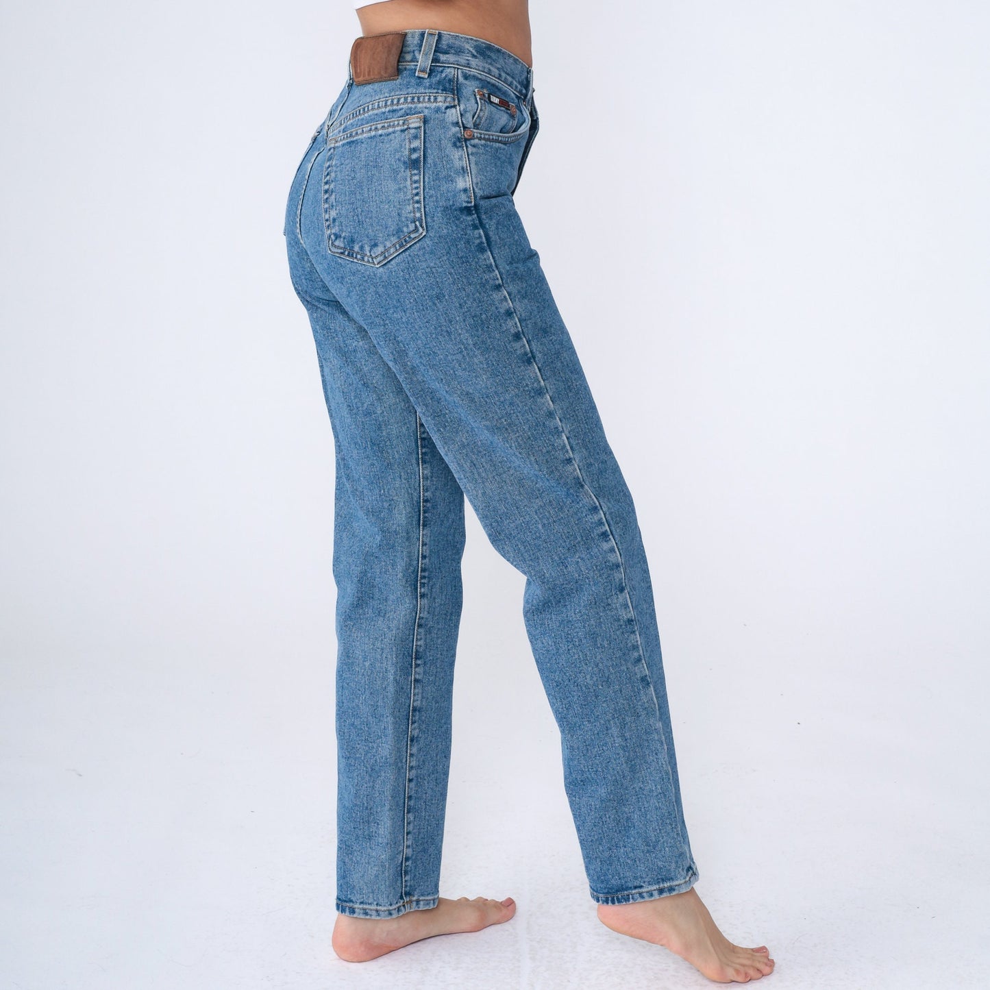 90s DKNY High Waist Tapered Jeans Blue Denim Small