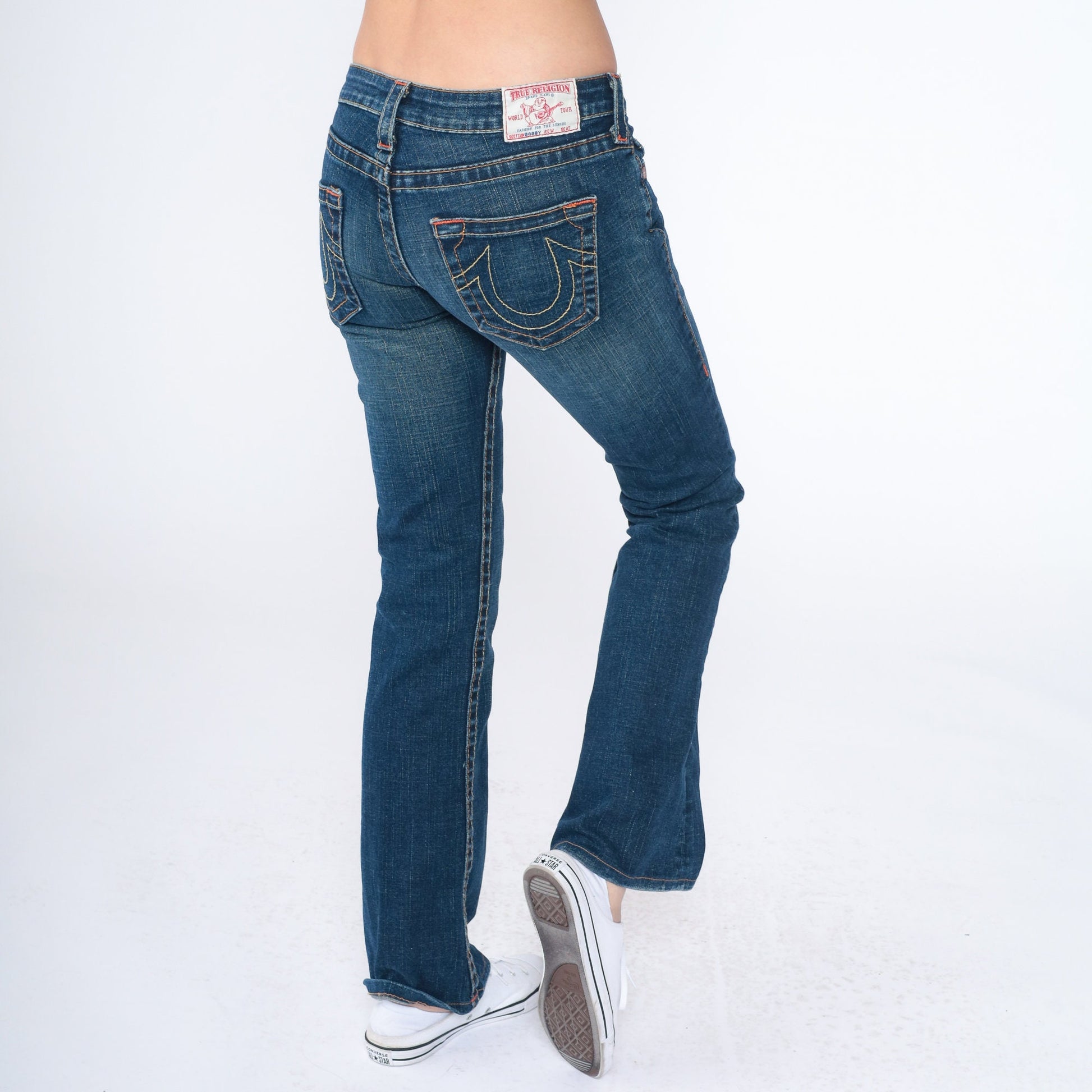 True Religion Y2K Low Rise Flare Jeans Blue Denim Bootcut Small 27