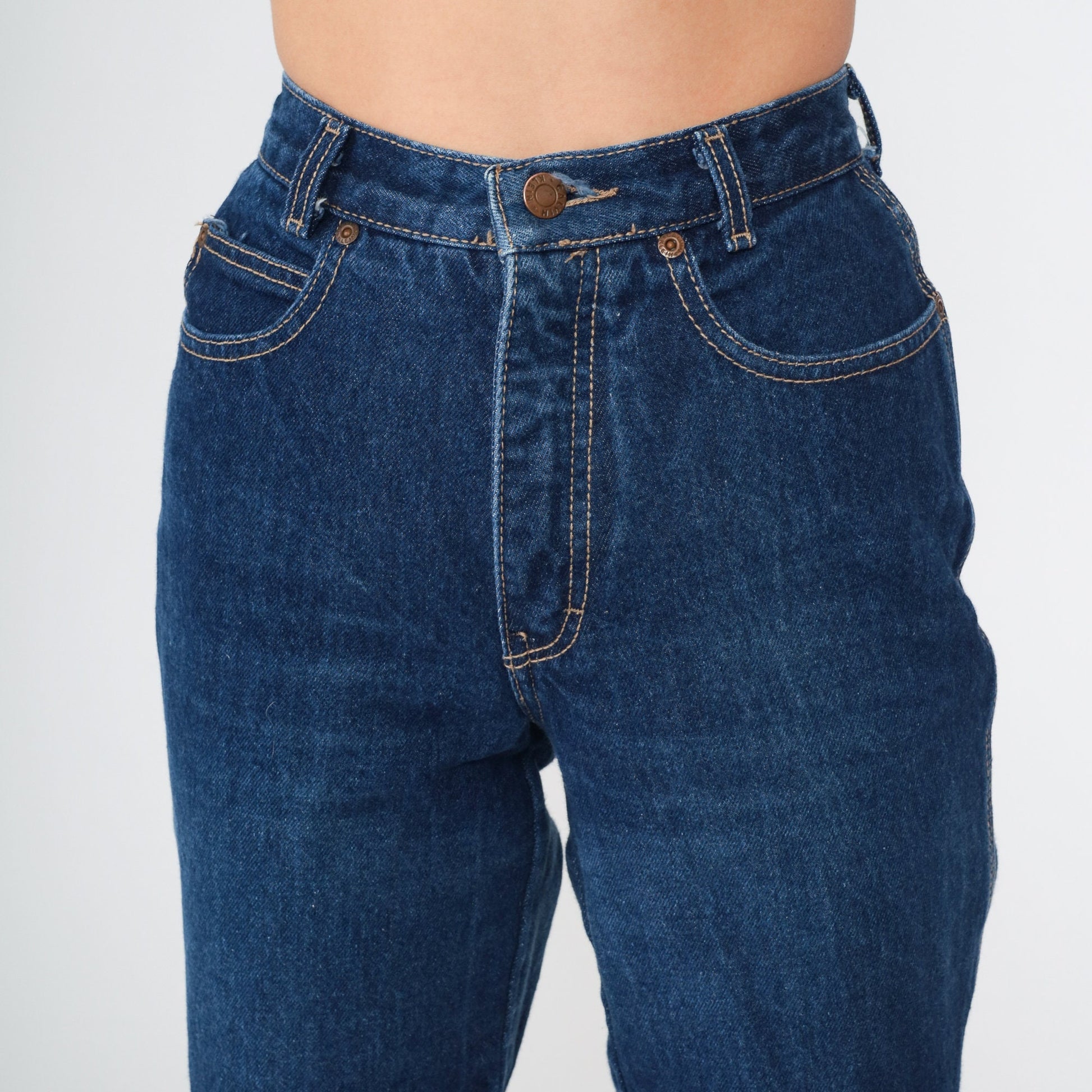 Calvin Klein 80s Dark Wash Tapered Jeans Mid Rise Denim Extra Small