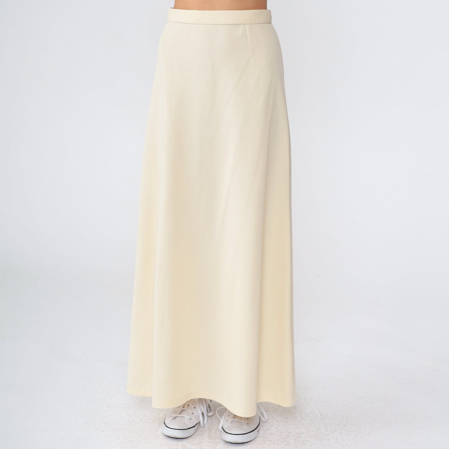 70s Cream High-Waisted Maxi Skirt Extra Small