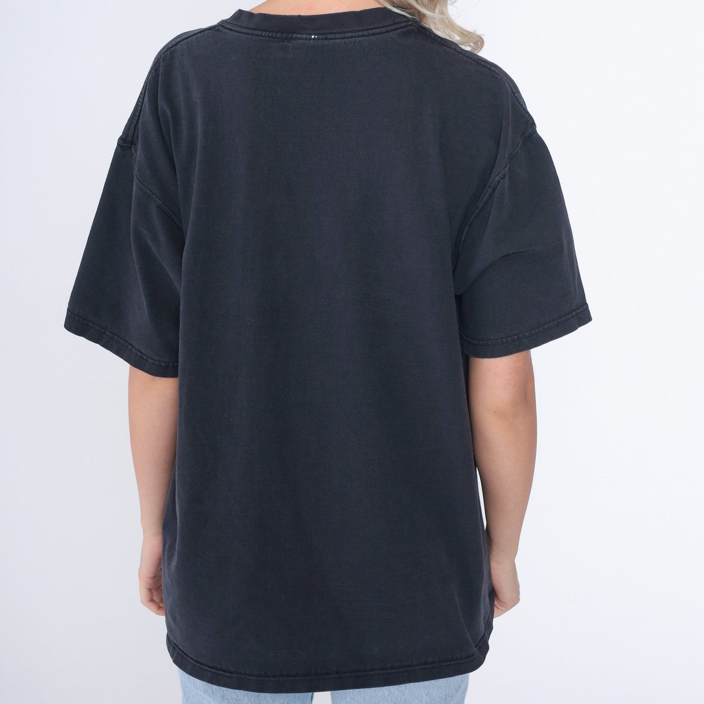90s White Bear Hoops Basketball T-Shirt Embroidered Logo Black Large L