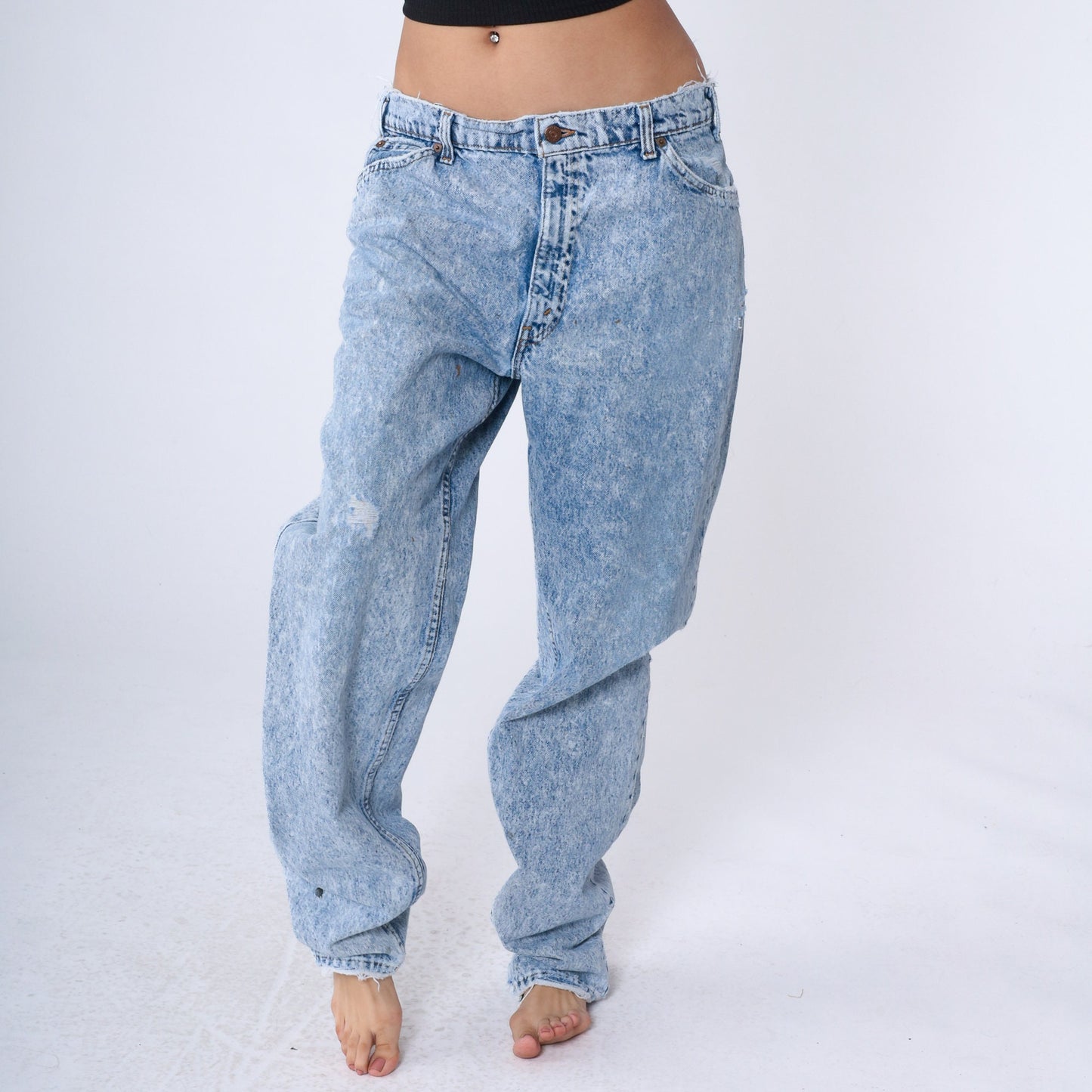 90s Levi's Acid Wash High Rise Jeans Tapered Denim Men's Large 36