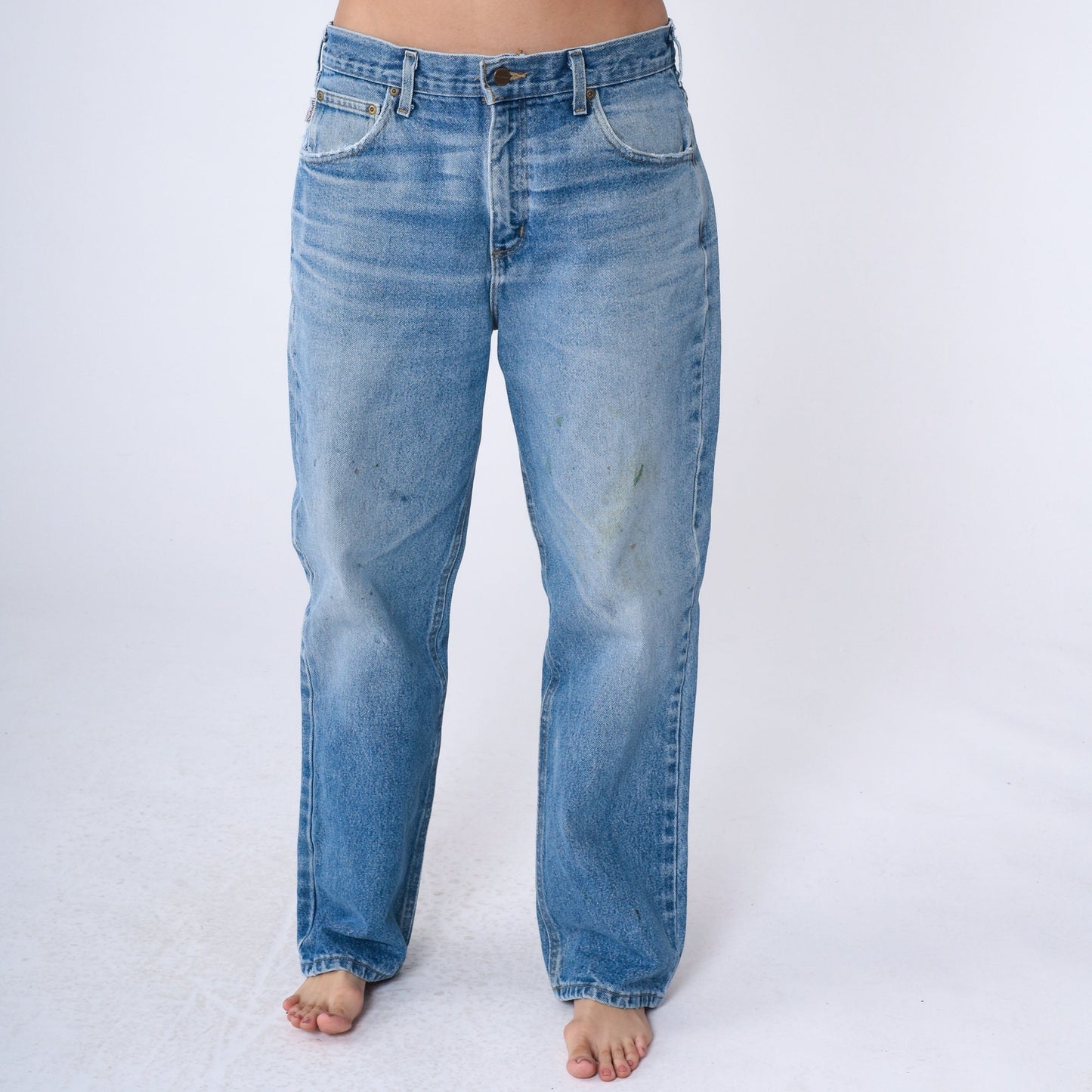 90s Carhartt Workwear Jeans Distressed Paint Splatter Blue Denim 36x30