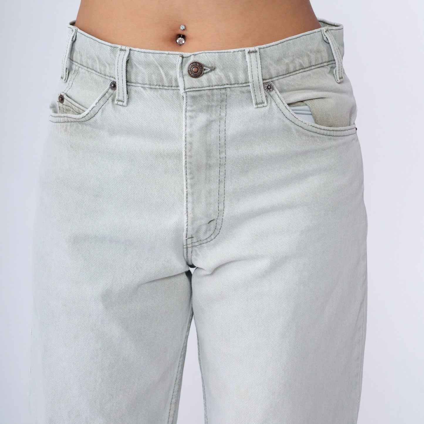 90s Levi's 550 Light Grey Denim Jeans High Rise Relaxed Tapered Men's 32x32