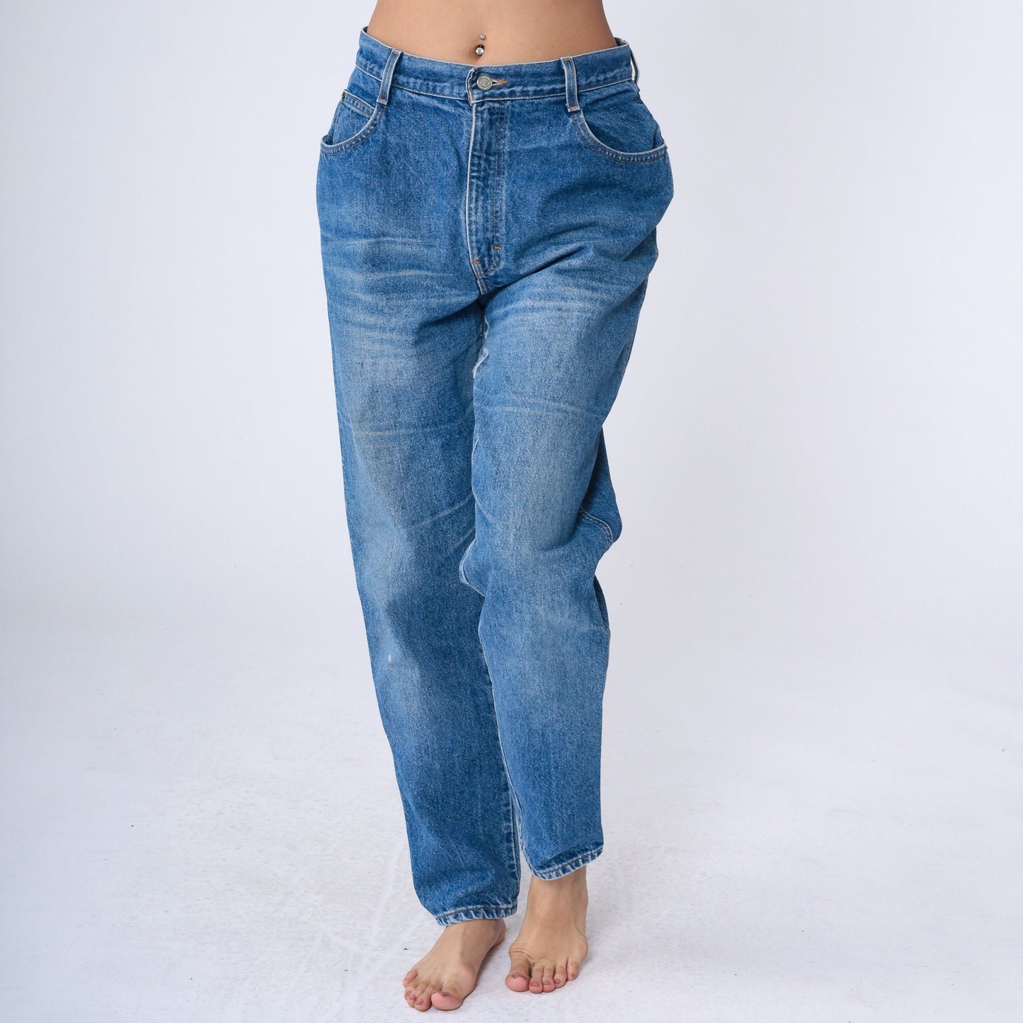 90s Gitano High Waisted Tapered Jeans Blue Denim Mom Jeans Large