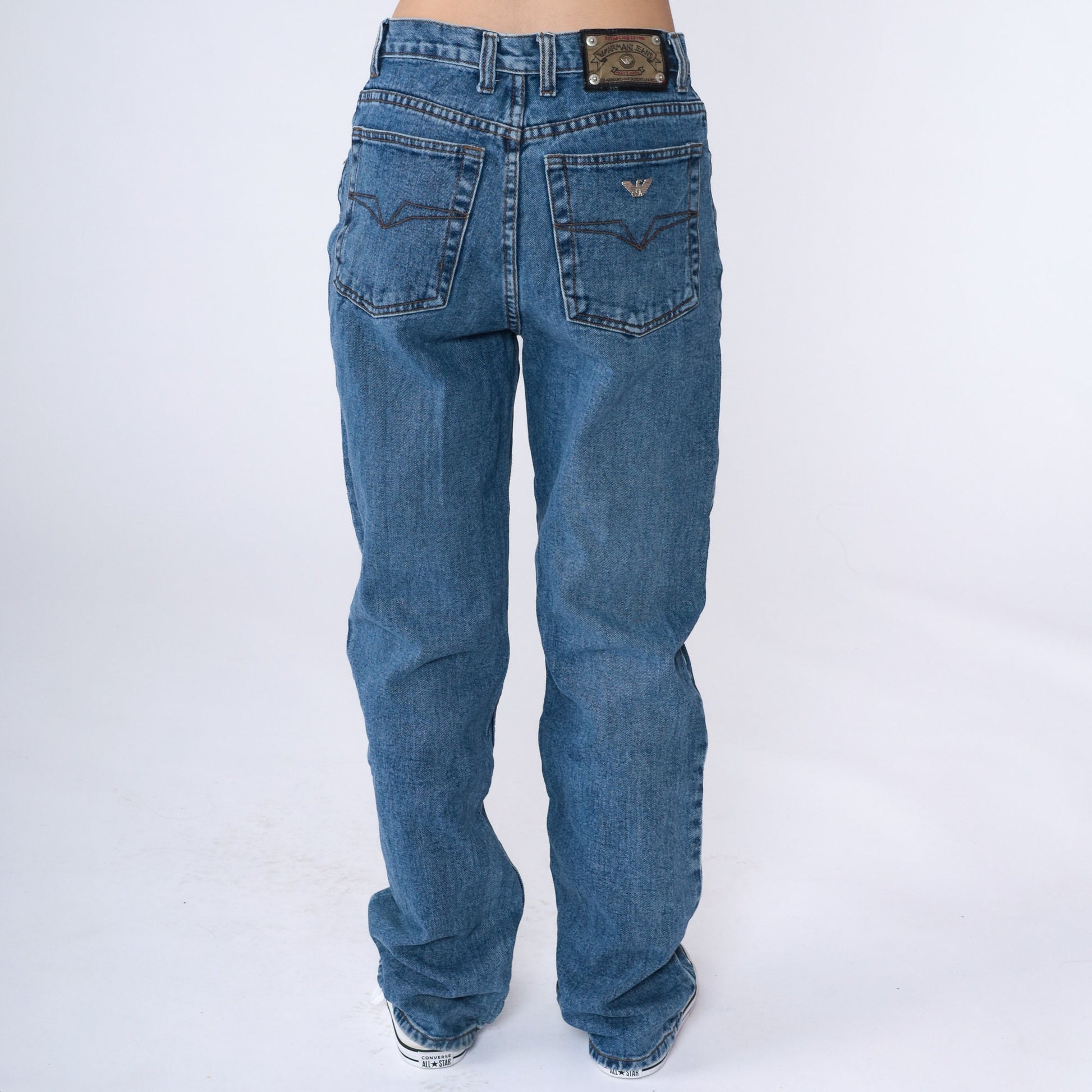 90s Armani Jeans High Waist Straight Leg Blue Denim Medium 30
