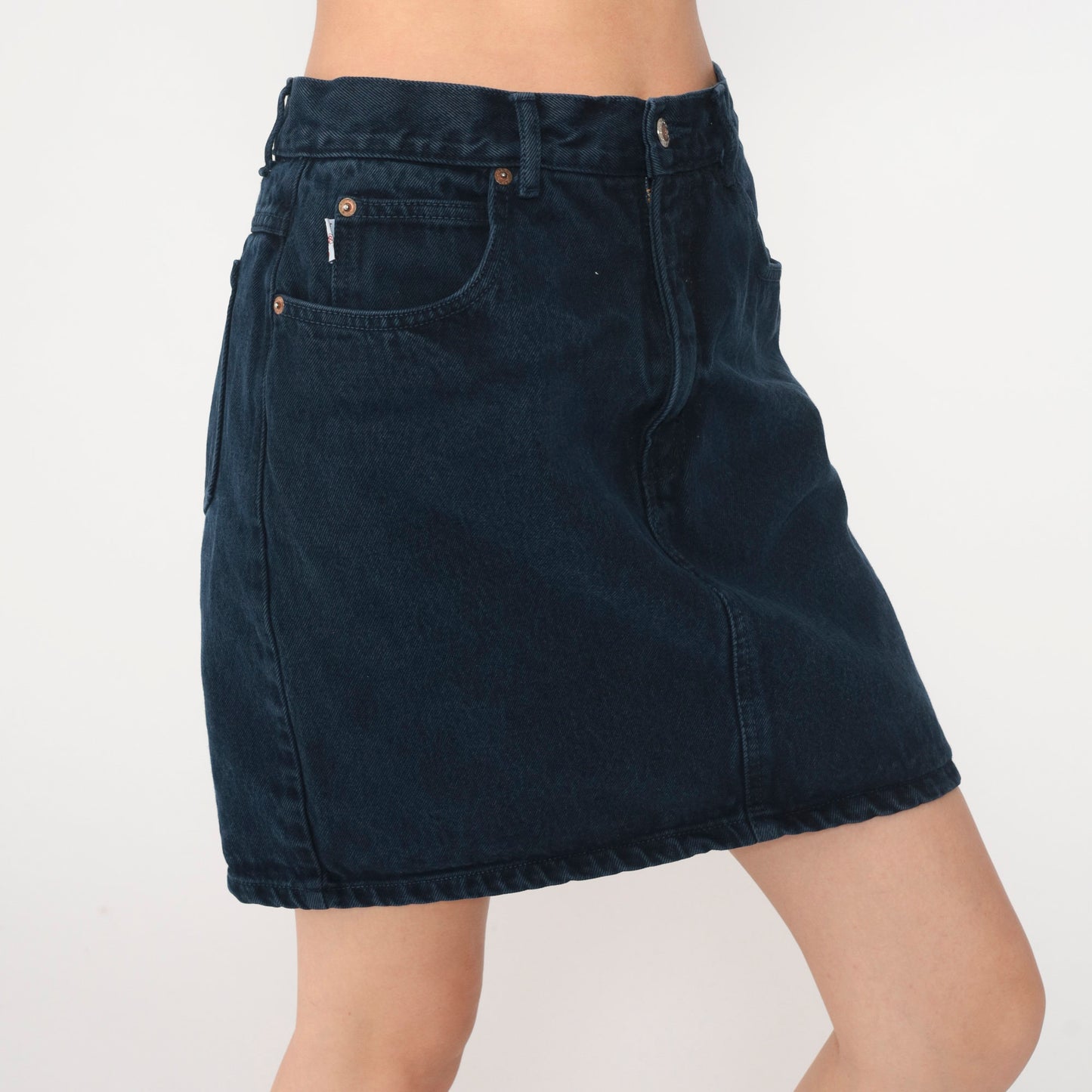 90s Jokko Black Denim Mini Skirt High Waisted Small