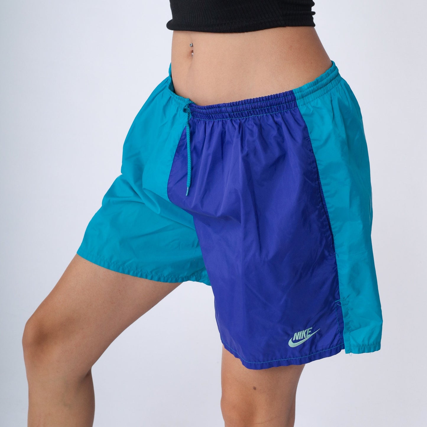 Nike 90s Colorblock Swim Shorts Turquoise Blue Nylon Large