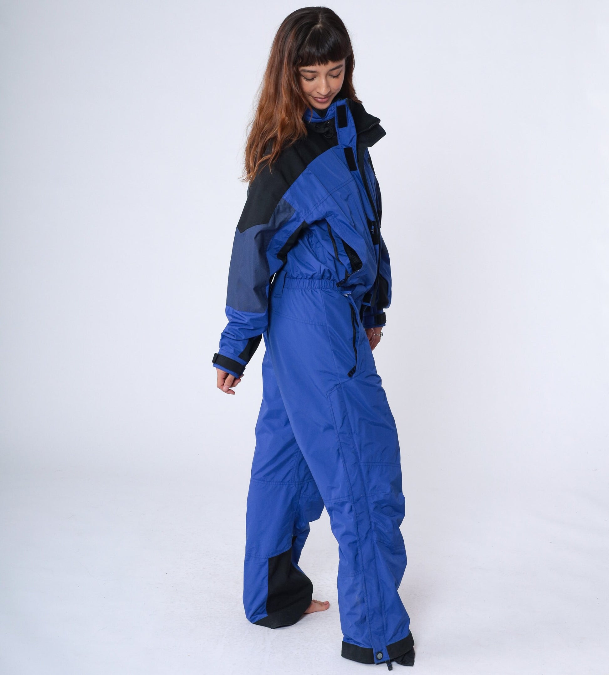 00s Obermeyer One-Piece Ski Suit Purple-Blue Black Trim Women's Extra Large XXL
