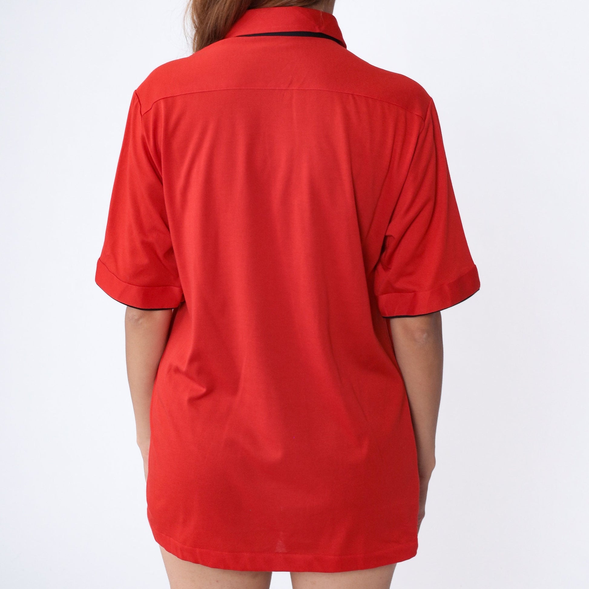 80s Red Bowling Uniform Shirt Guido Embroidered Number 60 Medium