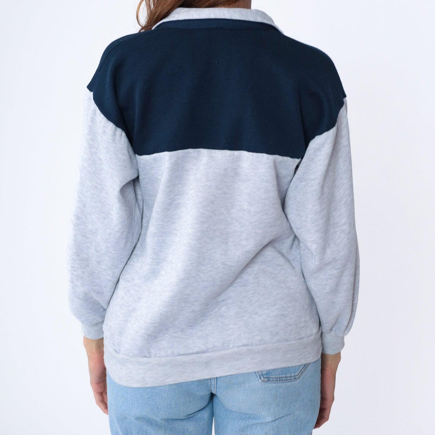 90s Mackinac Island Bike Quarter Zip Sweatshirt Light Heather Grey Small S