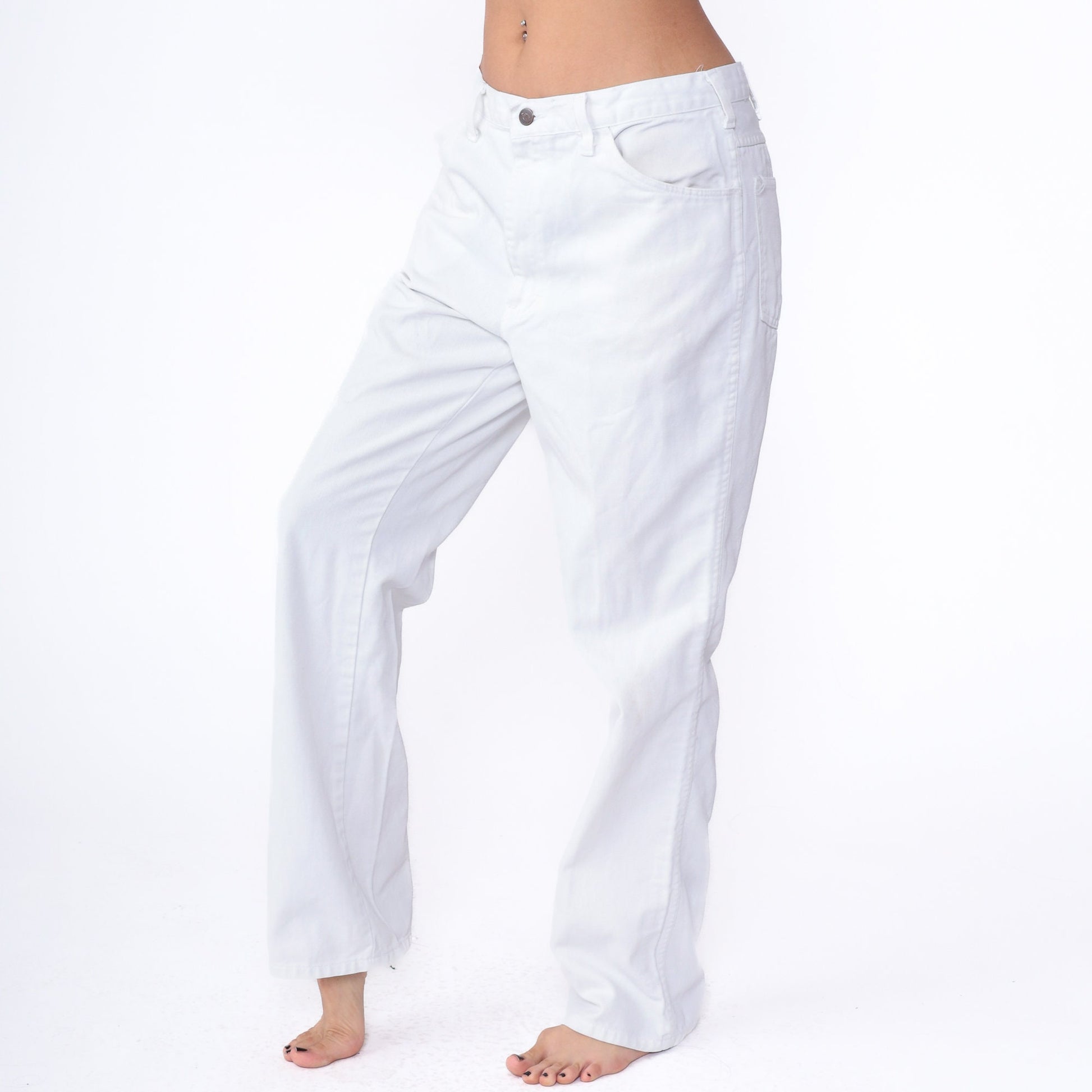 Dickies White Denim Jeans High Rise Straight Leg Workwear 00s Men's Large 36x34