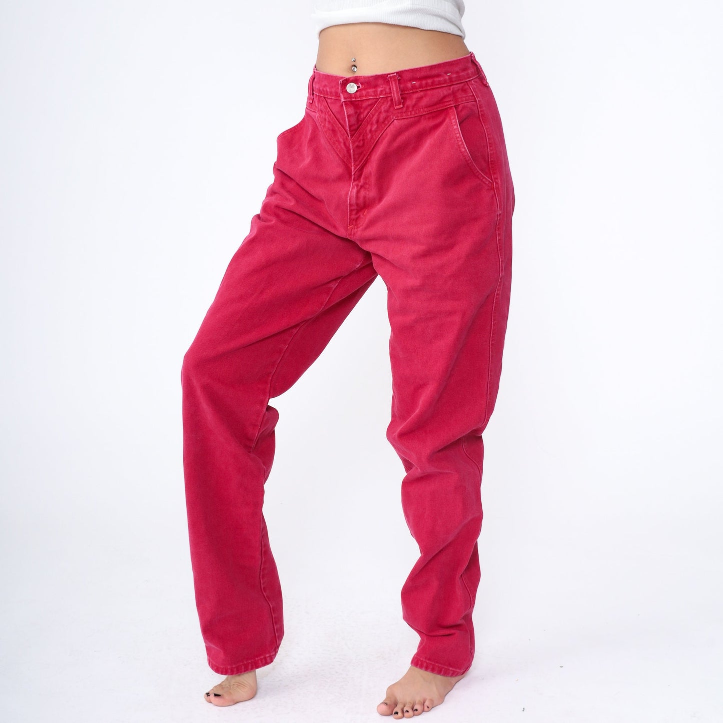 90s Panhandle Slim Red Denim High Waisted Yoke Jeans Tapered Leg Extra Large